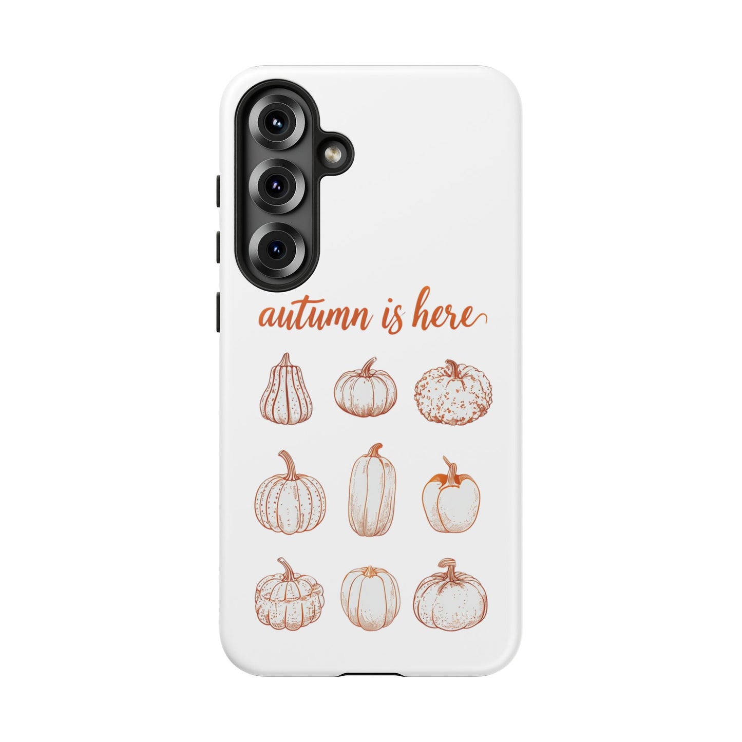 Autumn is Here Pumpkin Phone Case, Fall Pumpkin Illustration Phone Cover, Seasonal Autumn Phone Accessory