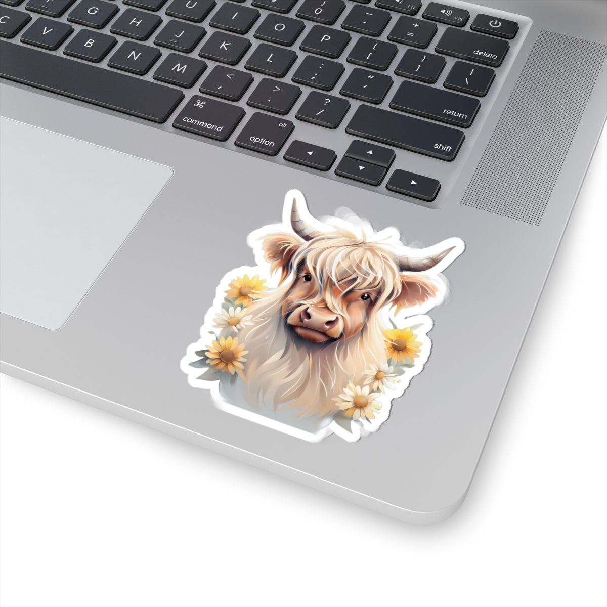 Charming Highland Cow Kiss-Cut Stickers, Cute Cow Decor, Floral Cow Stickers, Laptop Decals, Animal Lover Gifts, Farmhouse Style
