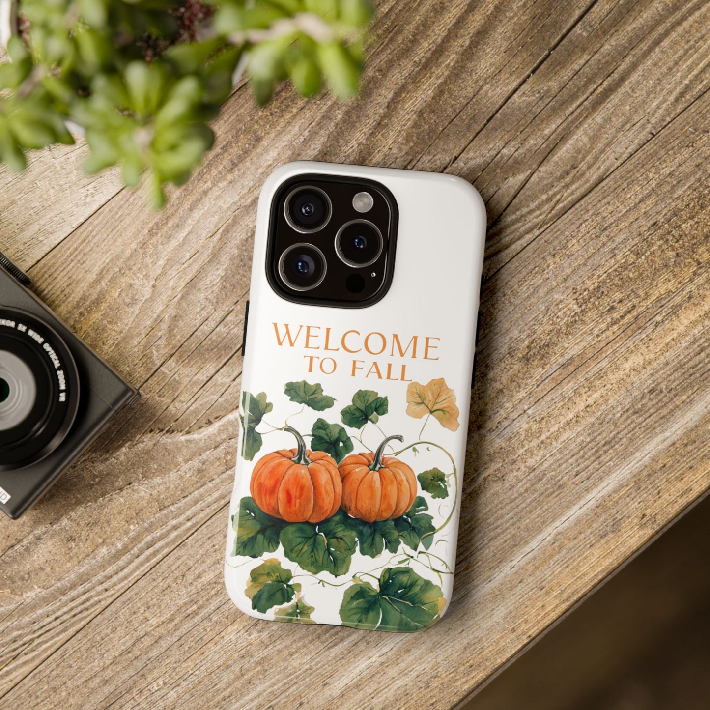 Welcome to Fall Phone Case, Pumpkin Autumn Leaves Design, Fall Aesthetic iPhone Cover, Seasonal Harvest Gift for Her