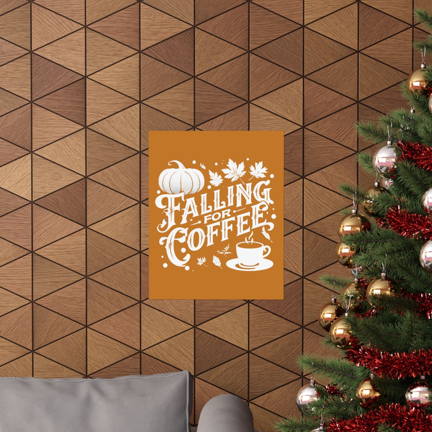Fall Coffee Poster, Autumn Wall Art, Pumpkin Spice Decor, Cozy Home Decoration, Seasonal Typography Print