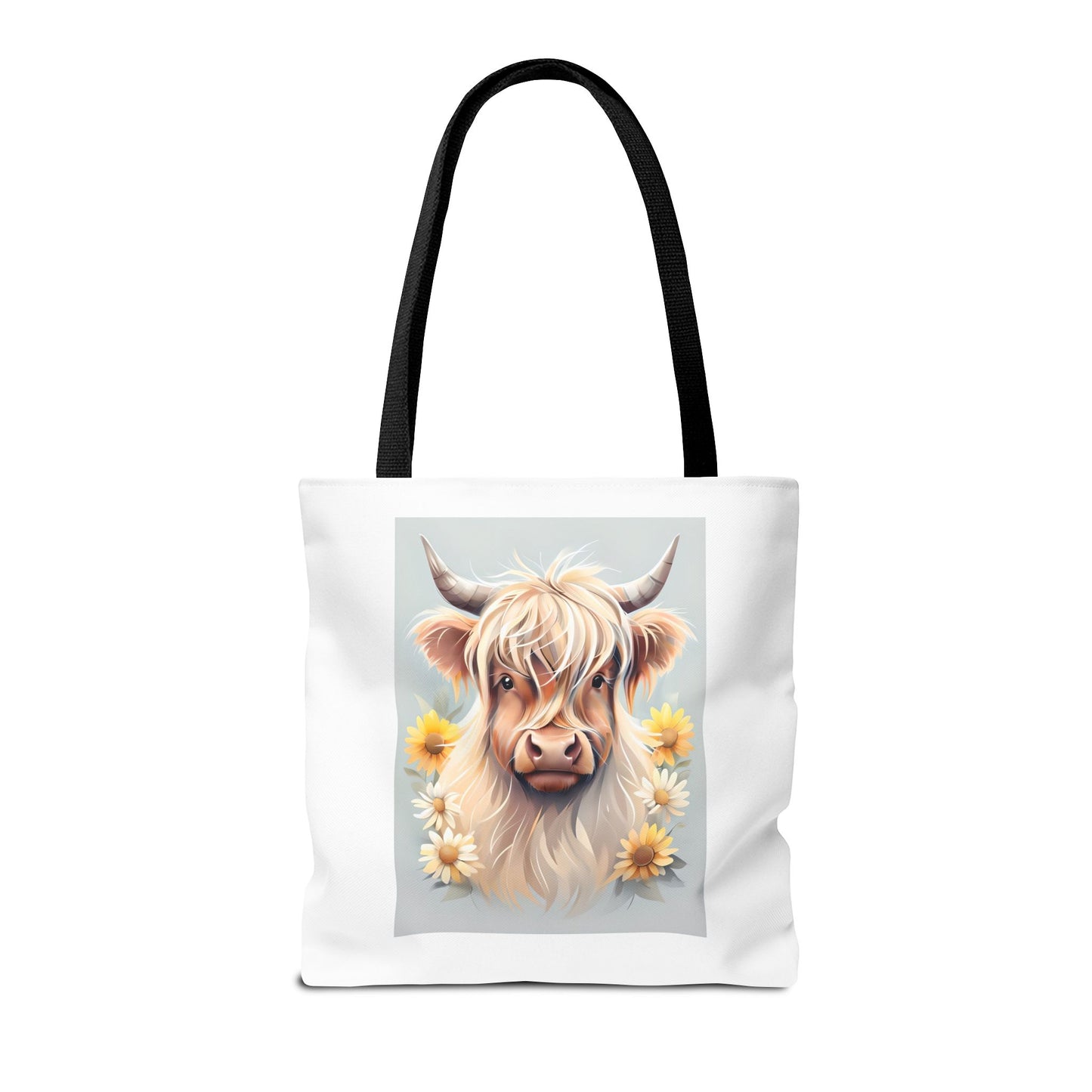 Adorable Highland Cow Tote Bag, Farmhouse Decor, Animal Lover Gift, Floral Print, Everyday Use, Easter gift