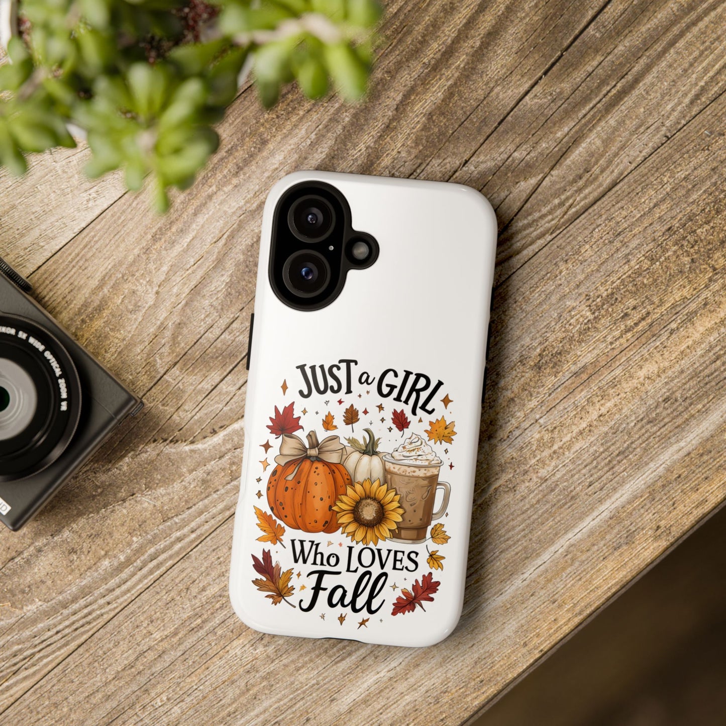 Just a Girl Who Loves Fall Phone Case, Autumn Aesthetic iPhone Cover, Pumpkin Spice Latte Case, Cute Fall Gift