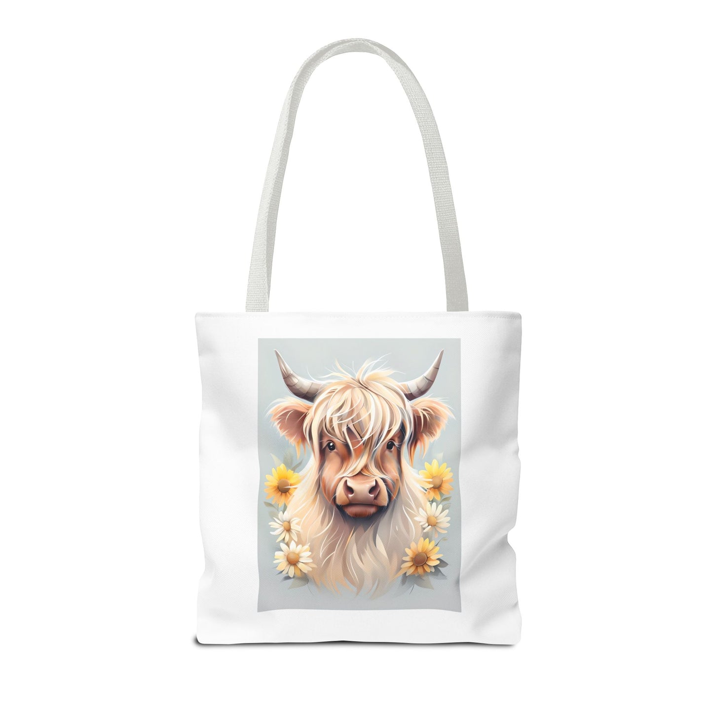 Adorable Highland Cow Tote Bag, Farmhouse Decor, Animal Lover Gift, Floral Print, Everyday Use, Easter gift