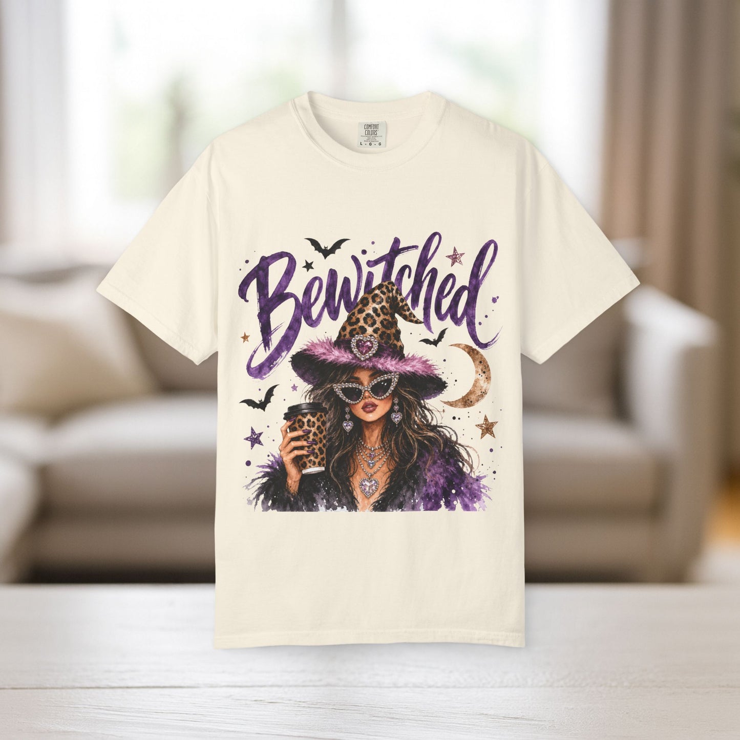 Bewitched Shirt | Glam Witch Comfort Colors Tee | Leopard Witch Hat Halloween Shirt | Sassy Halloween Graphic Tee | Witchy Girl Gift Shirt