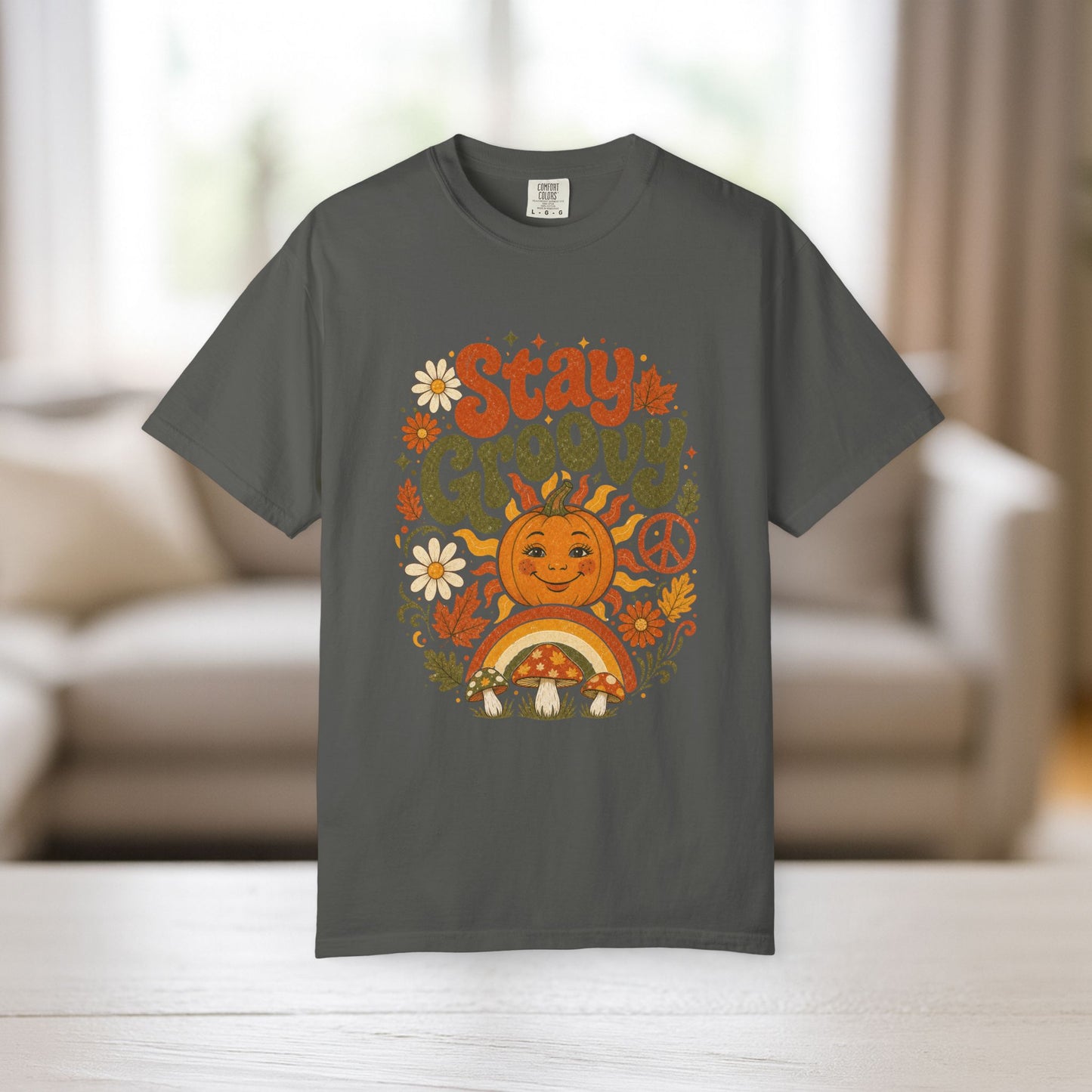 Stay Groovy Shirt | Retro Fall Comfort Colors Tee | 70s Pumpkin Graphic Tee | Boho Autumn Shirt | Groovy Fall Peace Sign T-Shirt
