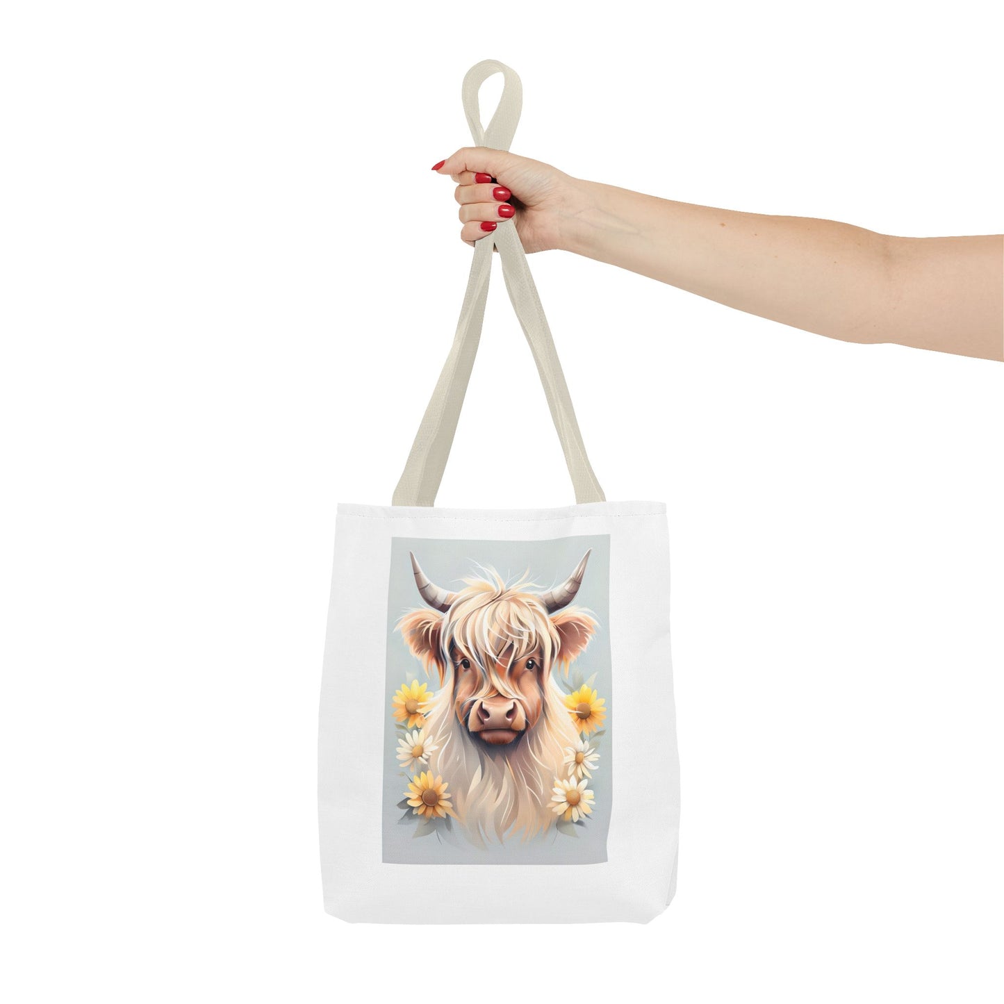Adorable Highland Cow Tote Bag, Farmhouse Decor, Animal Lover Gift, Floral Print, Everyday Use, Easter gift