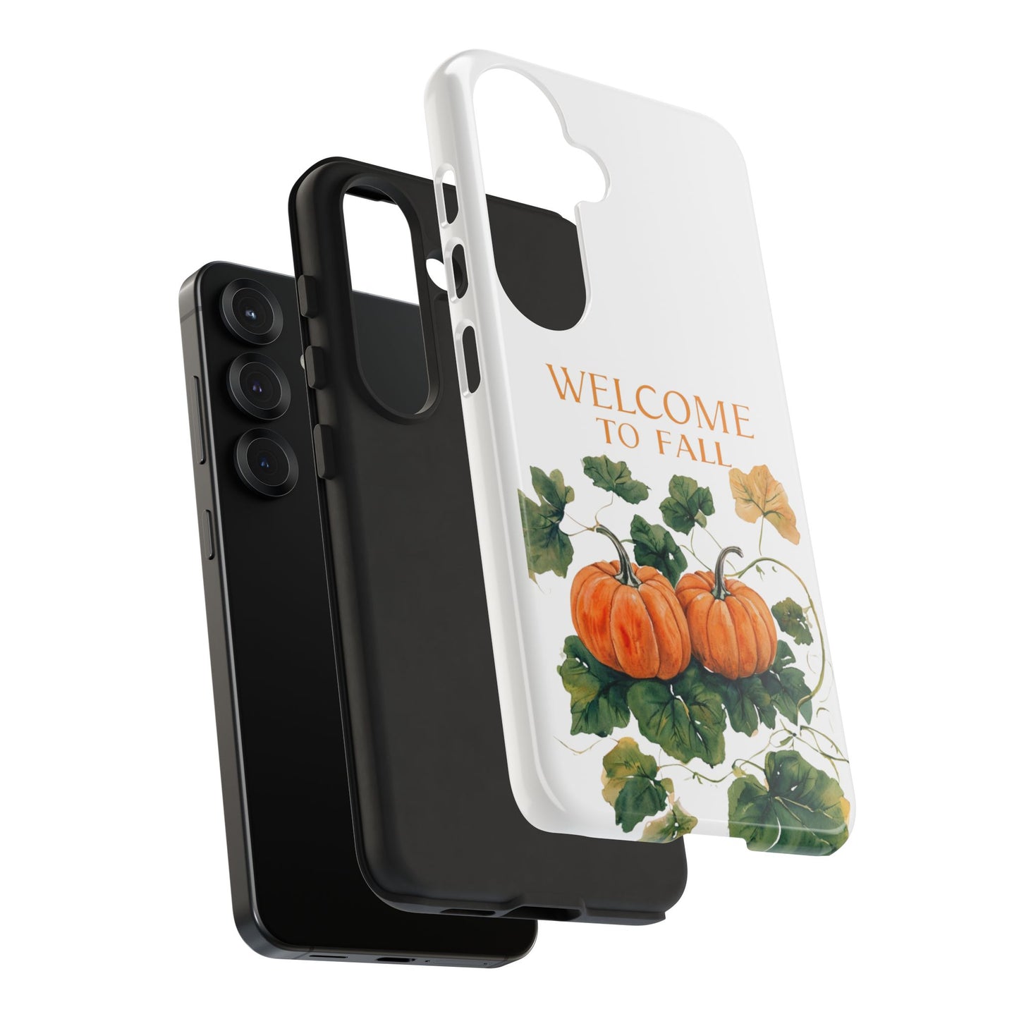 Welcome to Fall Phone Case, Pumpkin Autumn Leaves Design, Fall Aesthetic iPhone Cover, Seasonal Harvest Gift for Her