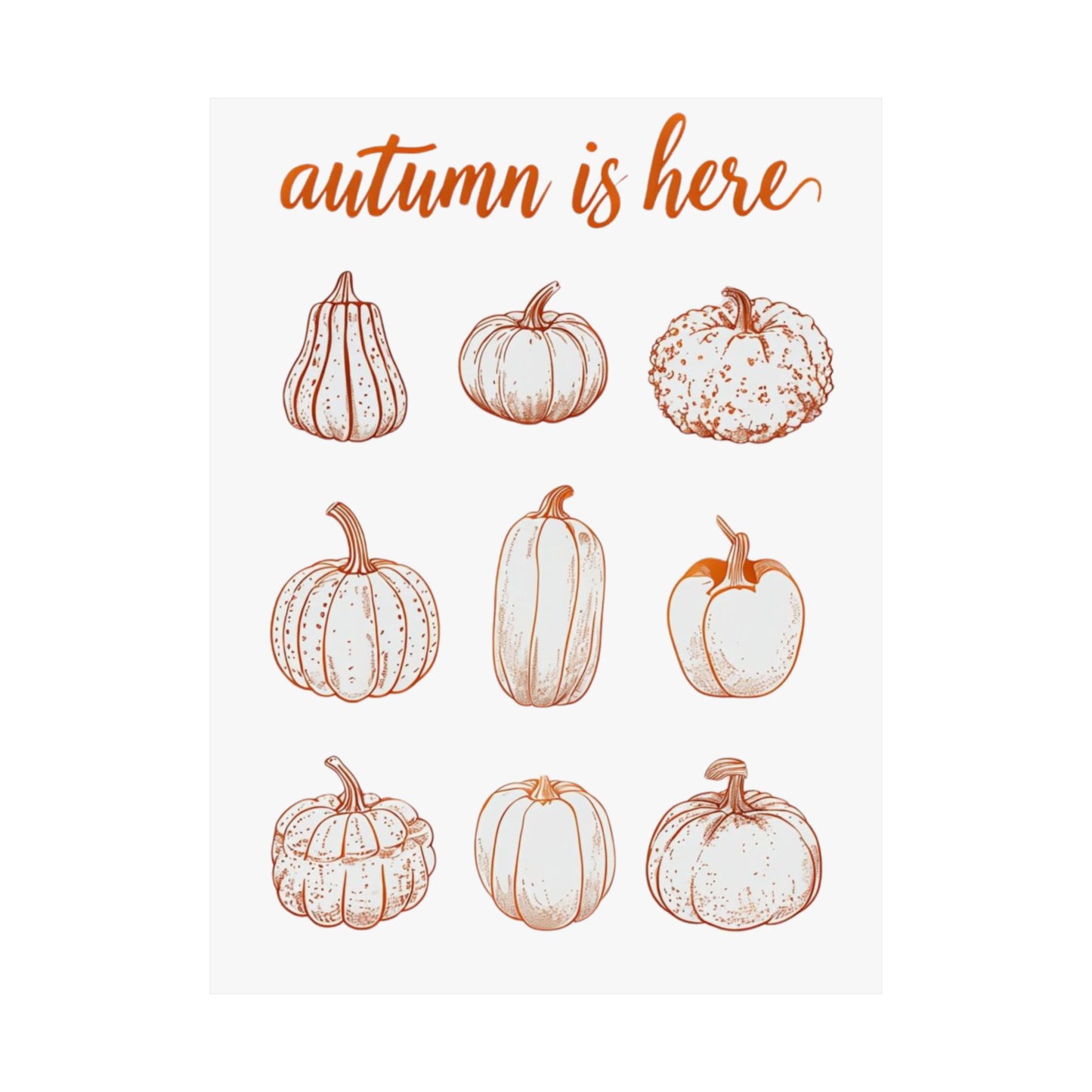 Autumn is Here Pumpkin Illustration Wall Art – Fall Harvest Seasonal Print