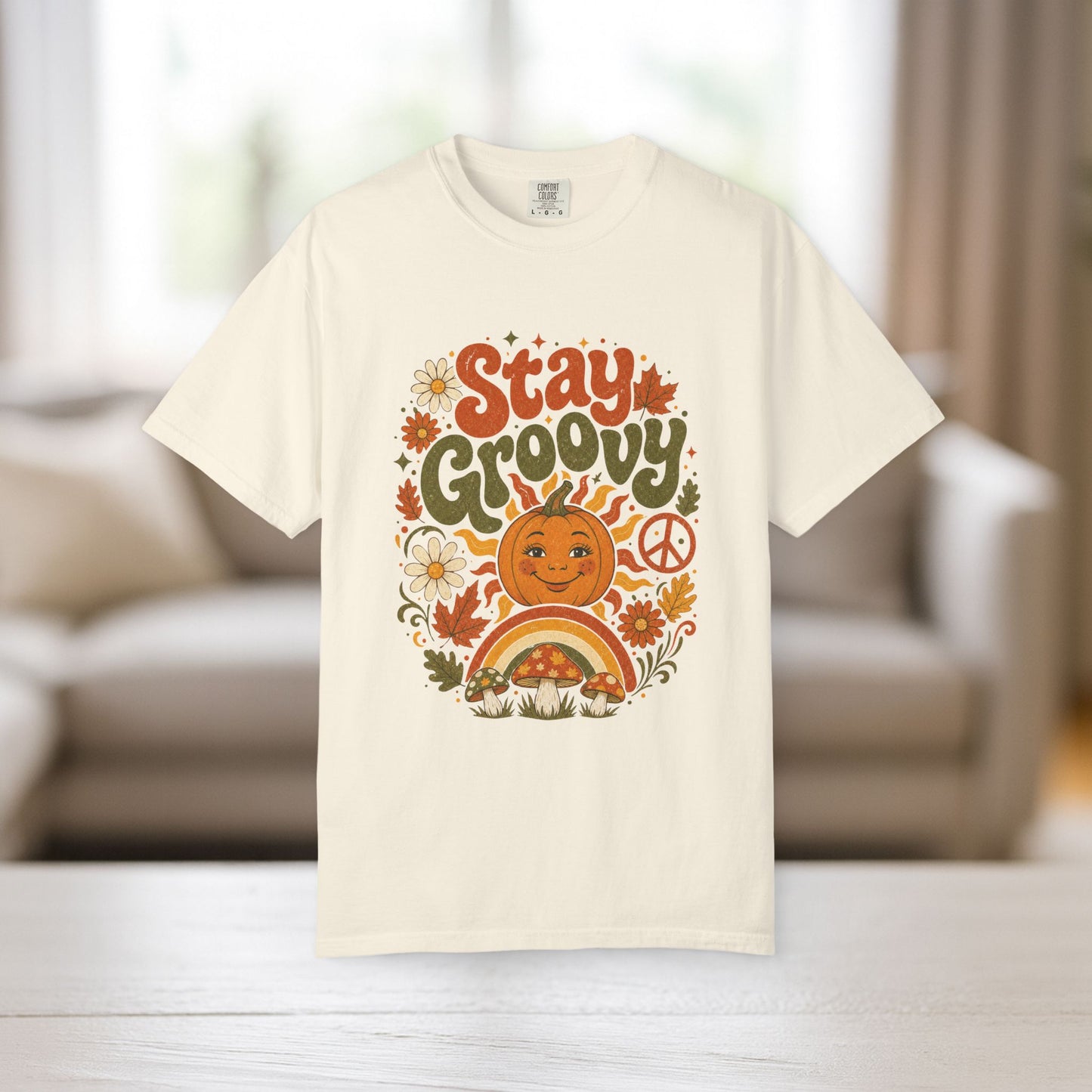 Stay Groovy Shirt | Retro Fall Comfort Colors Tee | 70s Pumpkin Graphic Tee | Boho Autumn Shirt | Groovy Fall Peace Sign T-Shirt