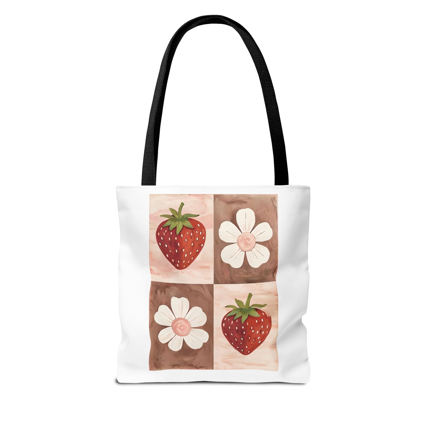 Strawberry Floral Tote Bag, Perfect for Spring, Eco-Friendly Shopping, Farmers Market, Gifts for Her, Cute Weekend Bag