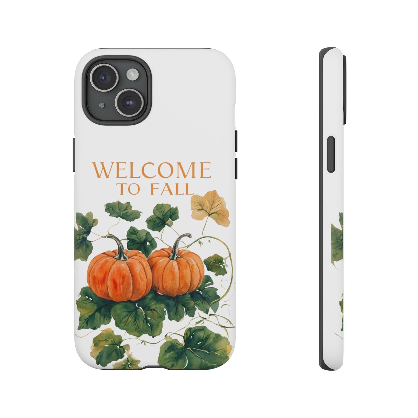 Welcome to Fall Phone Case, Pumpkin Autumn Leaves Design, Fall Aesthetic iPhone Cover, Seasonal Harvest Gift for Her