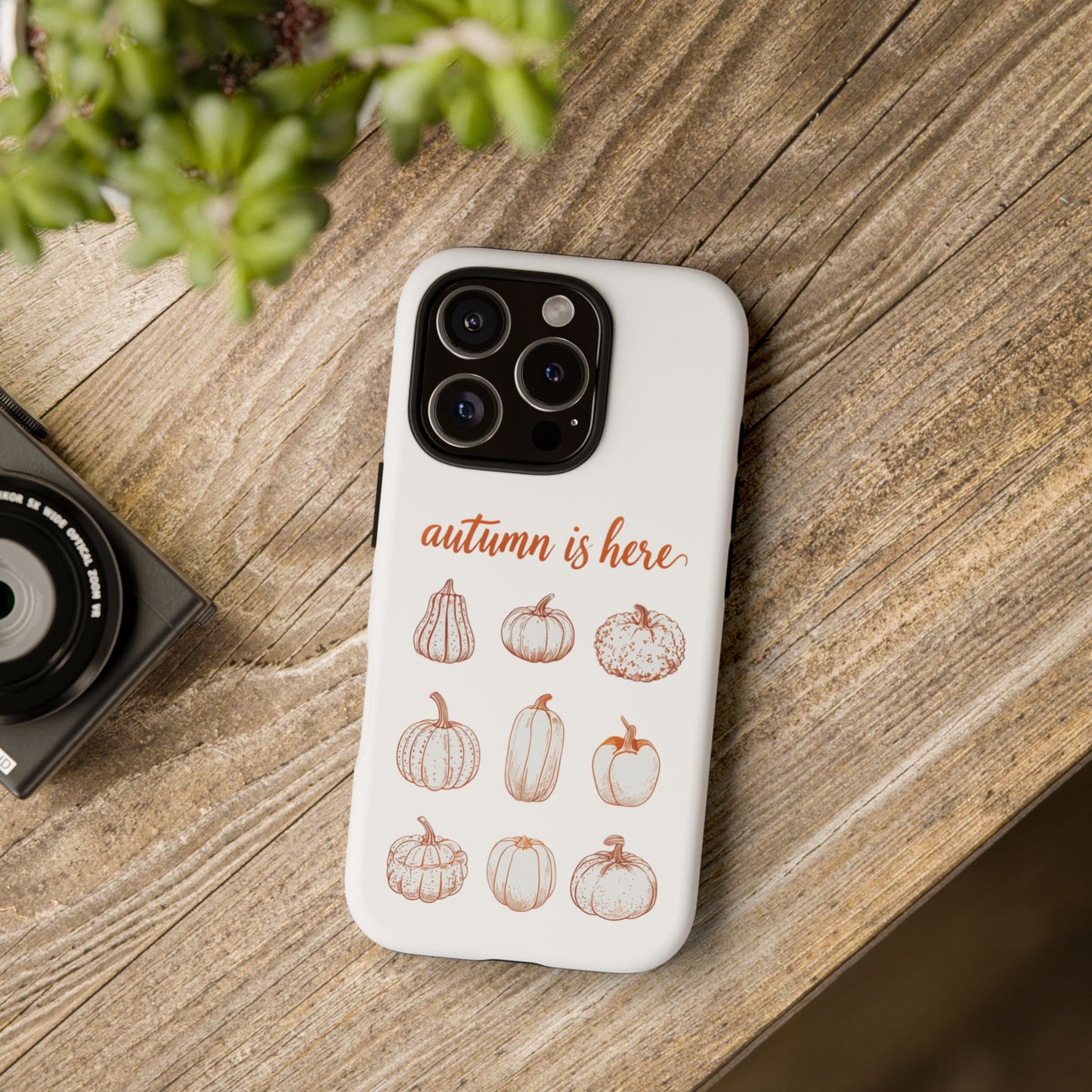 Autumn is Here Pumpkin Phone Case, Fall Pumpkin Illustration Phone Cover, Seasonal Autumn Phone Accessory