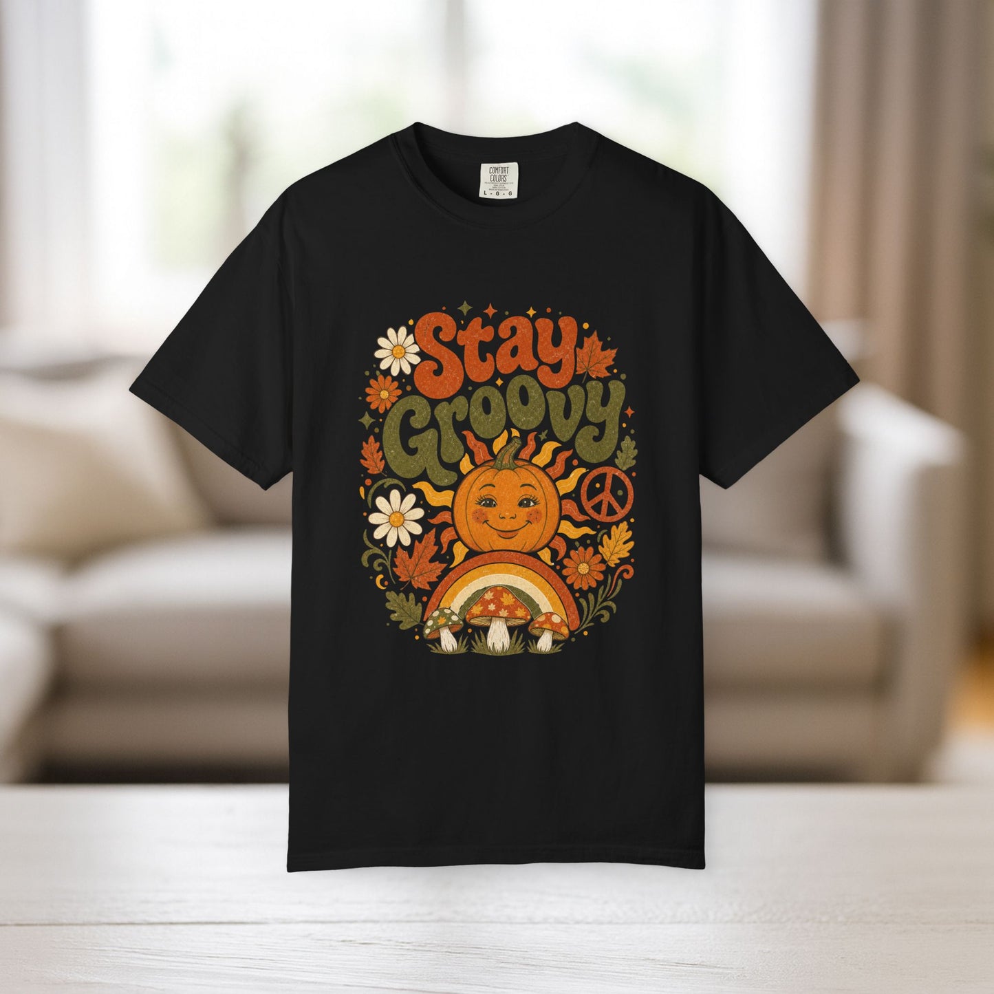 Stay Groovy Shirt | Retro Fall Comfort Colors Tee | 70s Pumpkin Graphic Tee | Boho Autumn Shirt | Groovy Fall Peace Sign T-Shirt