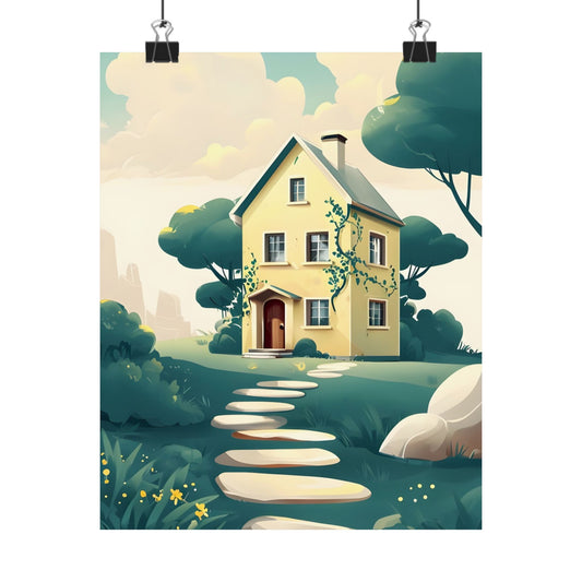 Charming Matte Vertical Posters of Whimsical House Designs | Home Decor, Wall Art, New Home Gifts, Nature-Themed Decor, Housewarming