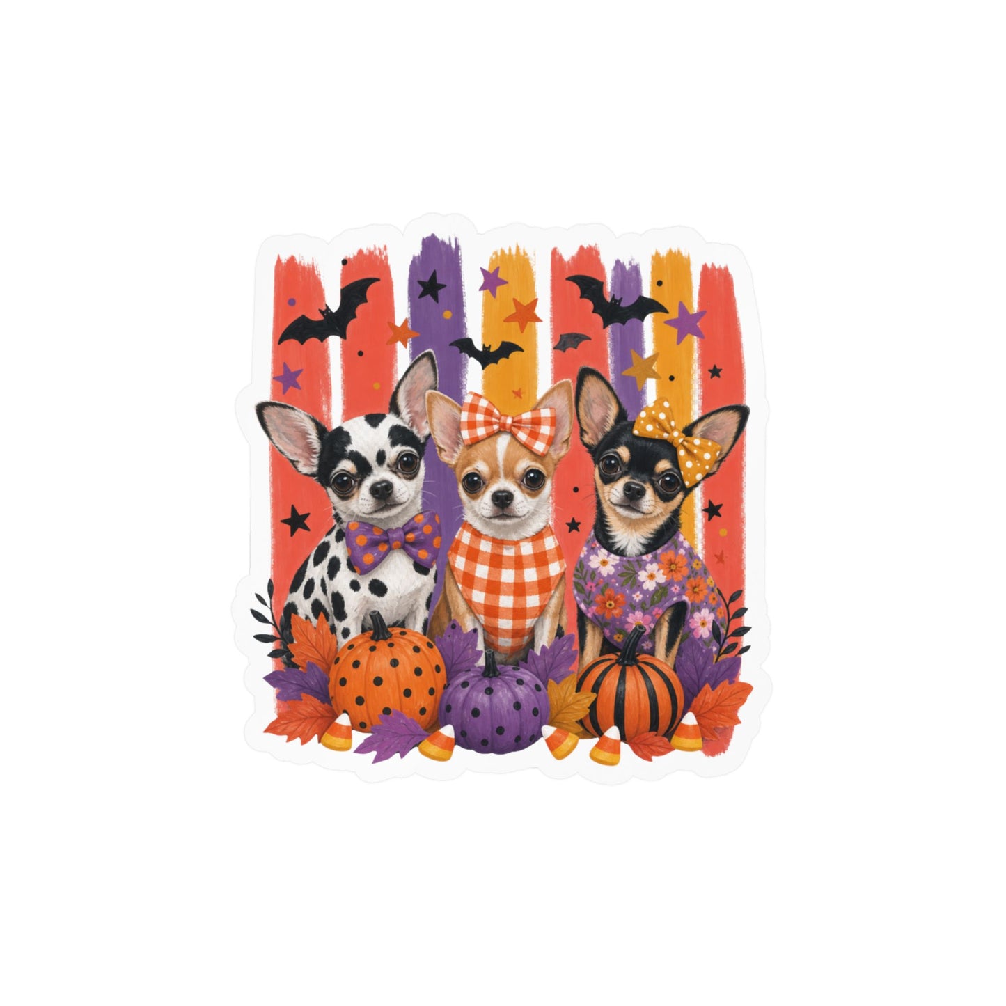 Three Chihuahua Dogs Halloween sticker | Kiss-Cut Vinyl Decal
