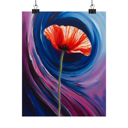 Poppy Swirl Matte Vertical Posters, Floral Art Print, Home Decor, Modern Wall Art, Gift for Garden Lovers, Colorful Wall Decor