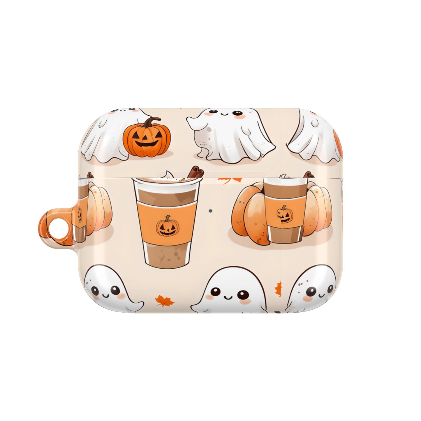 Fall Ghost Coffee AirPods Case, Cute Halloween AirPods Case, Pumpkin Coffee AirPods Cover, Autumn Ghost AirPods Case