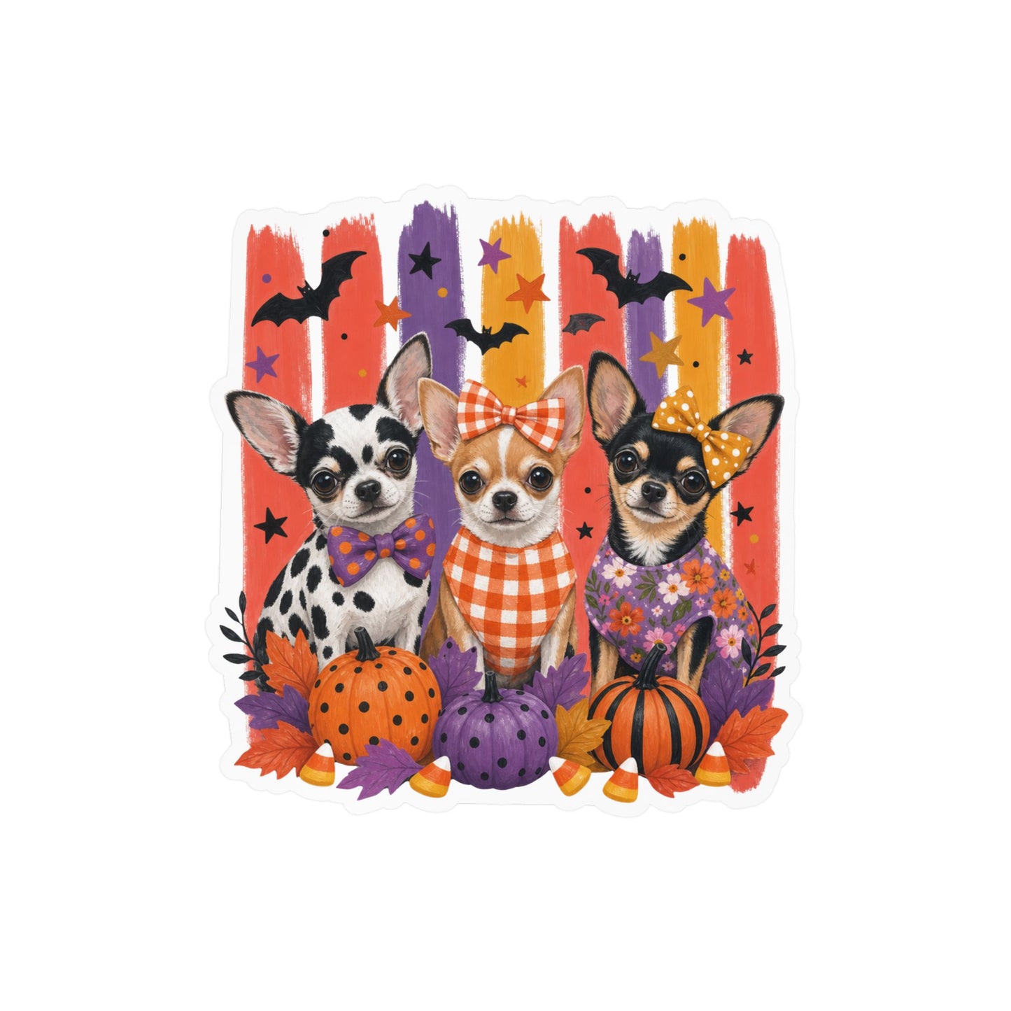 Three Chihuahua Dogs Halloween sticker | Kiss-Cut Vinyl Decal