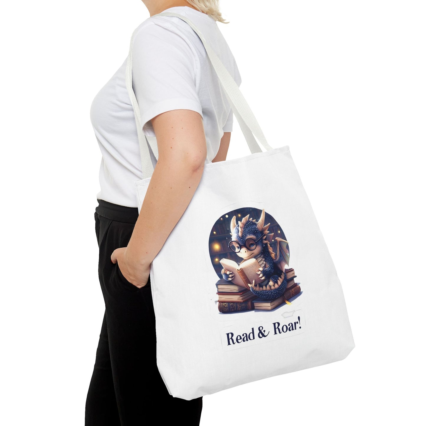 Enchanting Reads Dragon Tote Bag - Perfect for Book Lovers, Readers, Gifts, Literary Events, Reading Clubs!