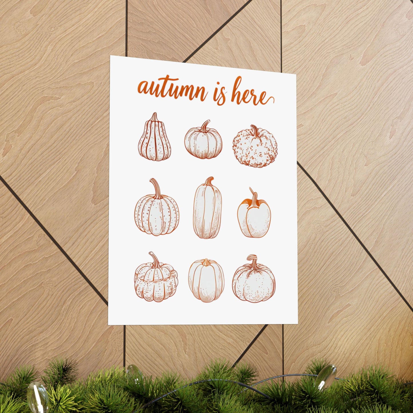 Autumn is Here Pumpkin Illustration Wall Art – Fall Harvest Seasonal Print