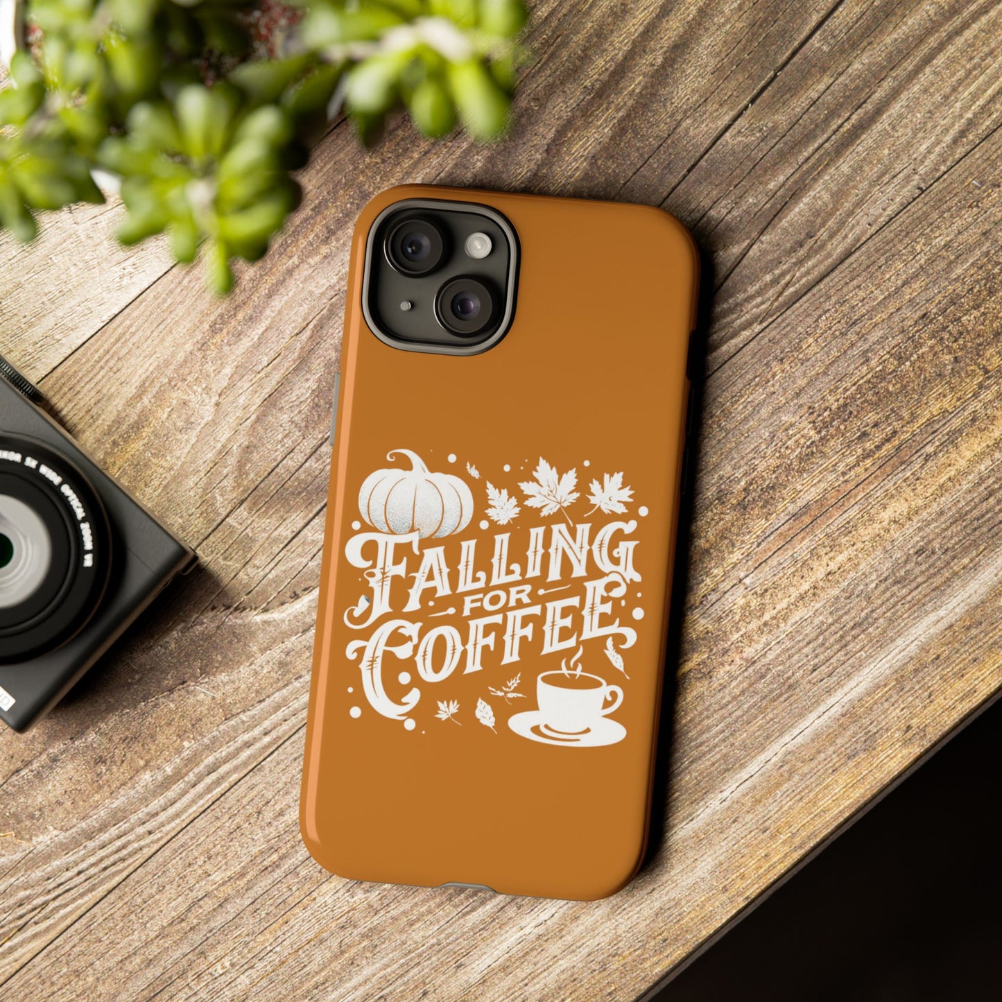Falling for Coffee Phone Case, Fall Pumpkin Coffee Lover Gift, Autumn Phone Cover, Cozy Coffee Vibes Case, Pumpkin Spice Season Accessory