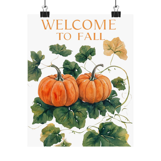 Welcome To Fall Pumpkin Poster, Autumn Wall Art Print, Rustic Pumpkin Home Decor, Fall Seasonal Art, Cozy Harvest Wall Print