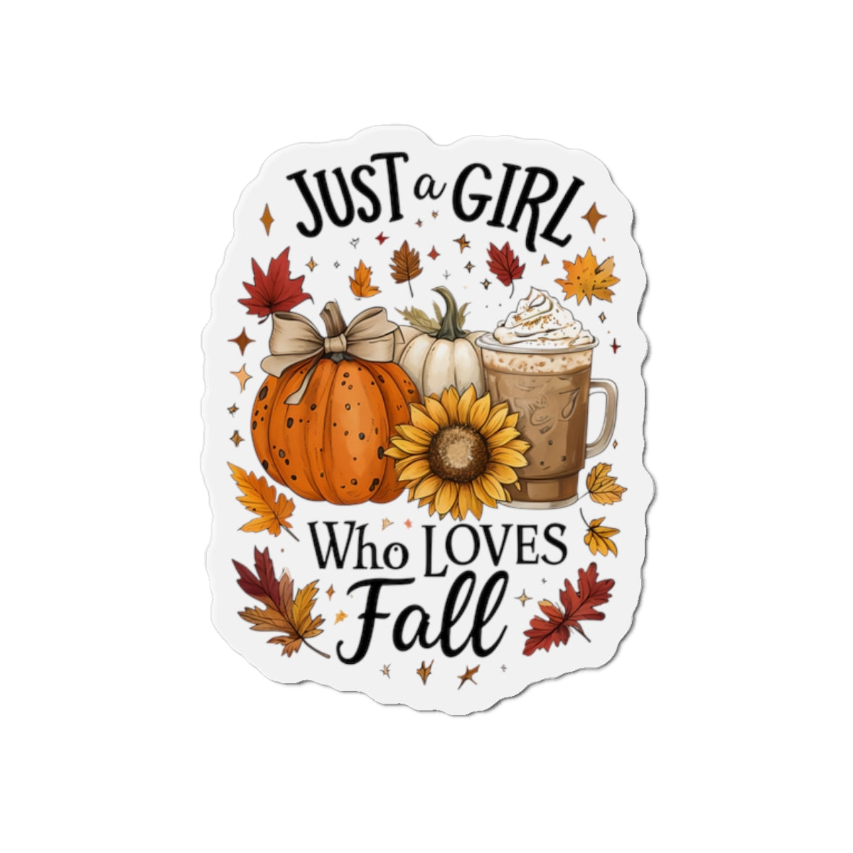 Just a Girl Who Loves Fall Magnet, Pumpkin Spice Fridge Magnet, Cute Autumn Décor, Sunflower PSL Gift, Fall Aesthetic Locker Magnet