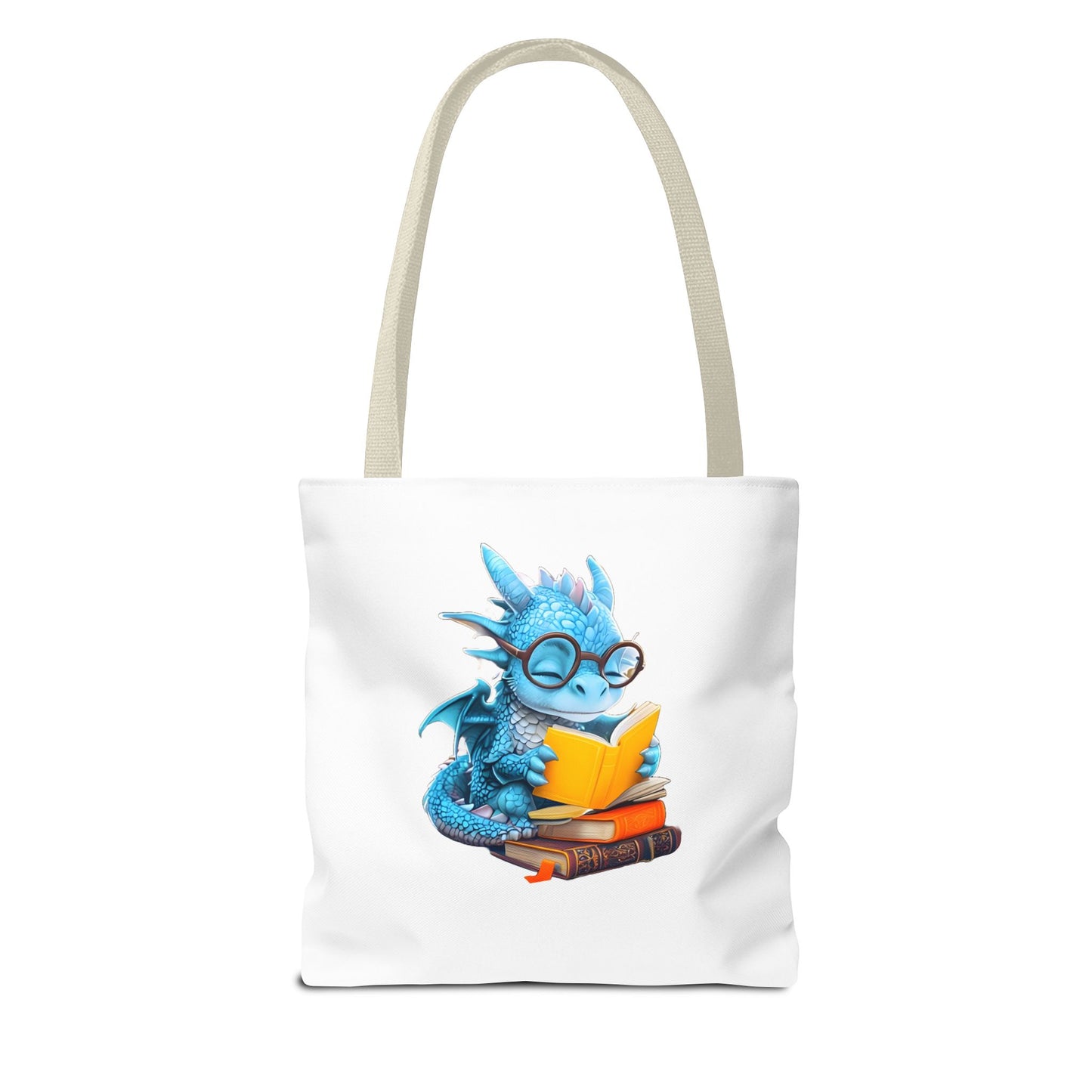 Cute Dragon Reading Tote Bag, Book Lover Gift, Fantasy Art Tote, Dragon Enthusiast, Whimsical Bag for Everyday Use