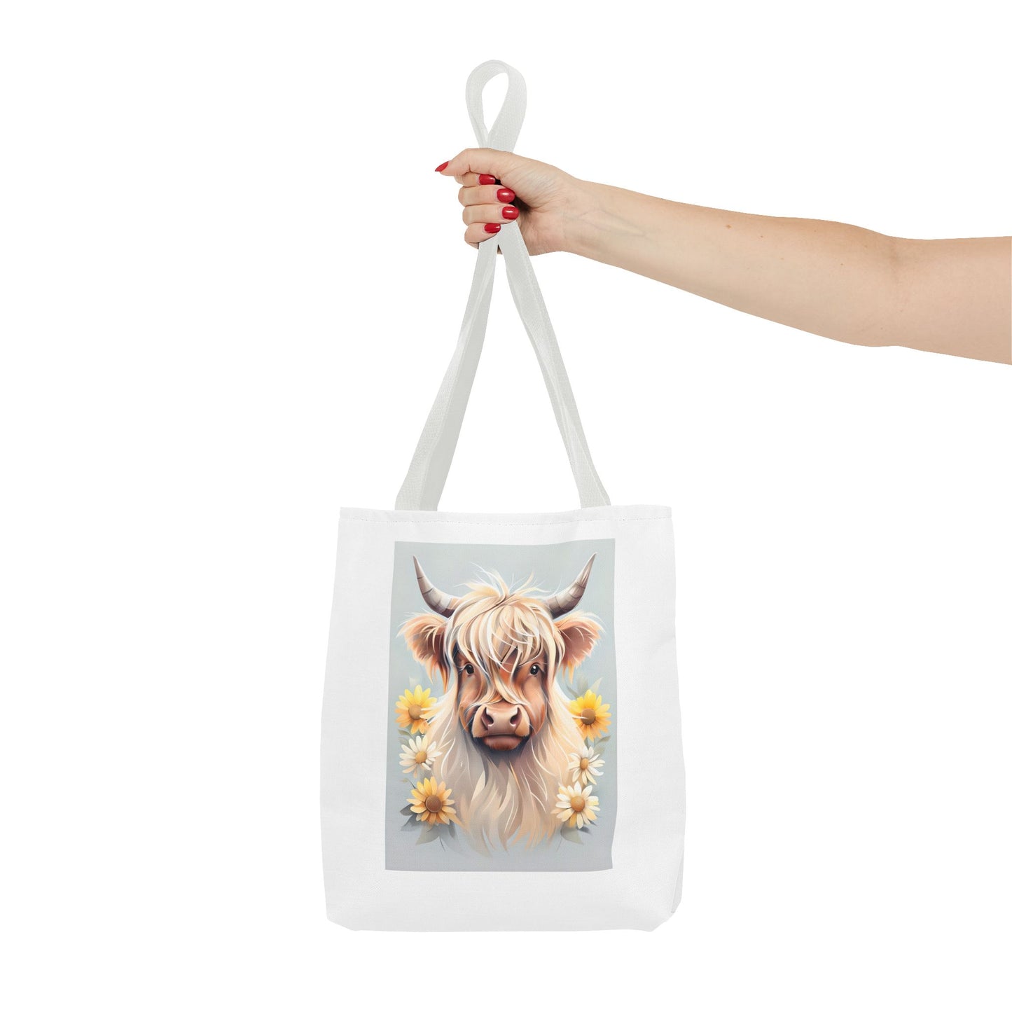 Adorable Highland Cow Tote Bag, Farmhouse Decor, Animal Lover Gift, Floral Print, Everyday Use, Easter gift
