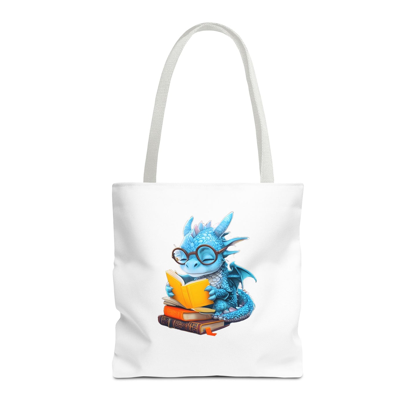 Cute Dragon Reading Tote Bag, Book Lover Gift, Fantasy Art Tote, Dragon Enthusiast, Whimsical Bag for Everyday Use