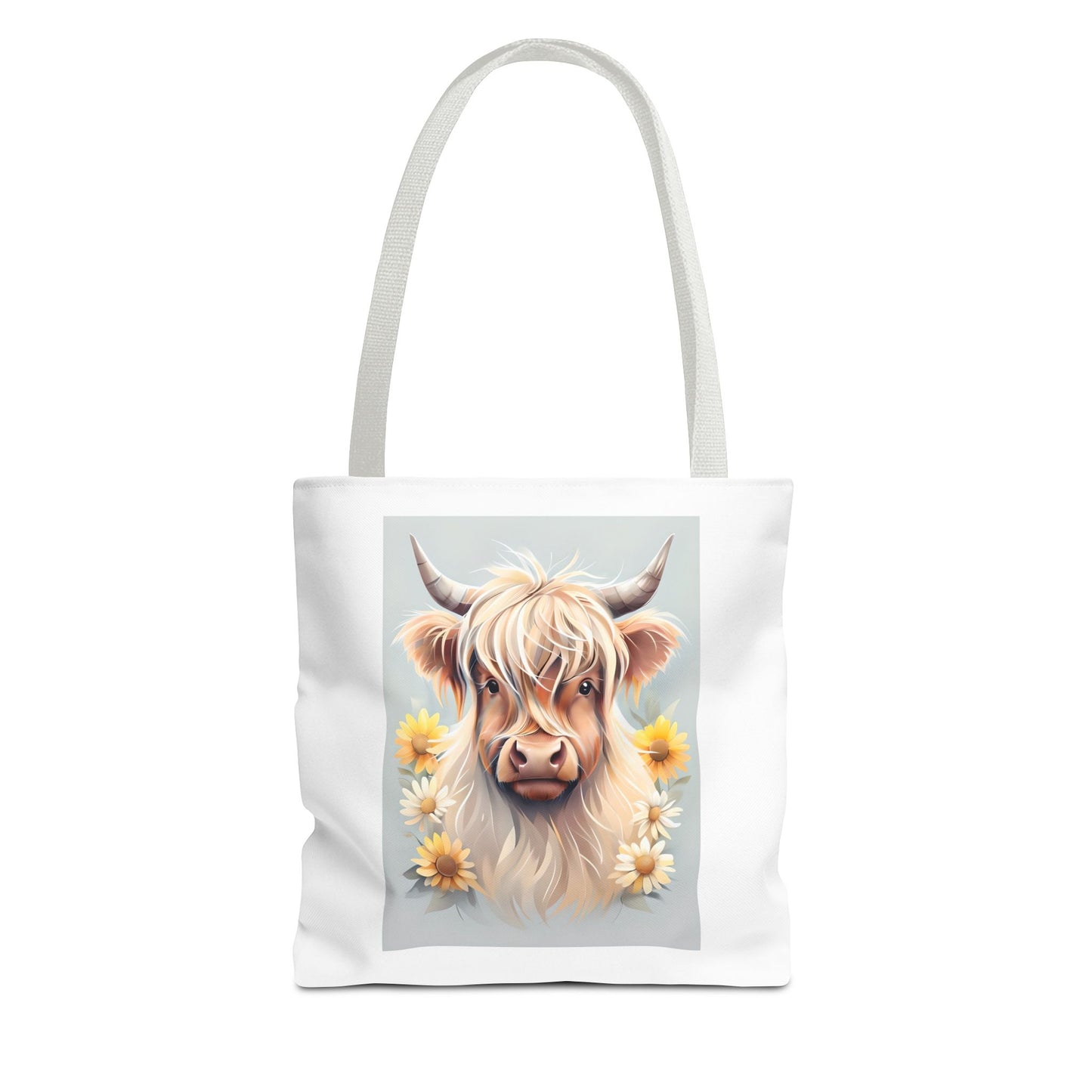 Adorable Highland Cow Tote Bag, Farmhouse Decor, Animal Lover Gift, Floral Print, Everyday Use, Easter gift