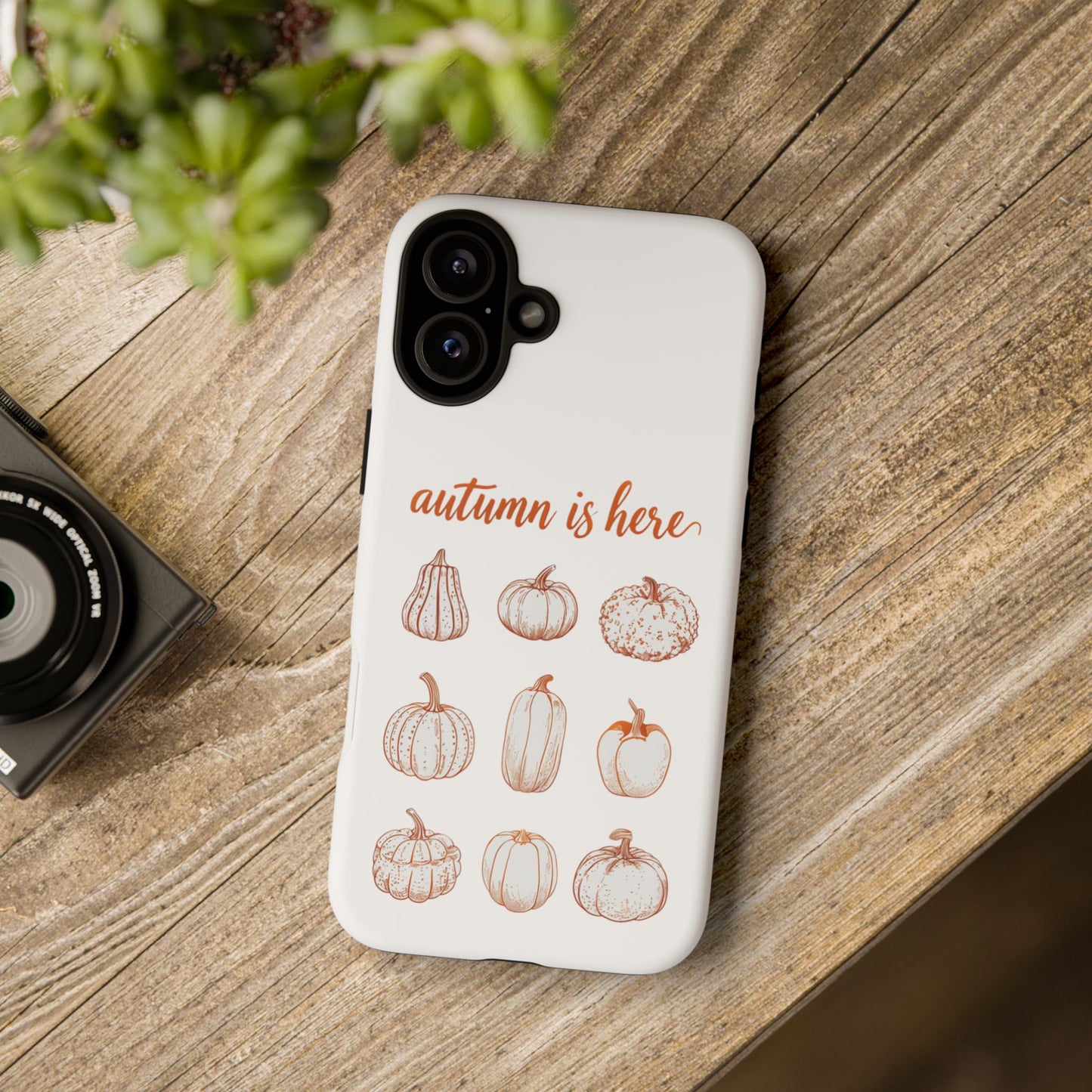 Autumn is Here Pumpkin Phone Case, Fall Pumpkin Illustration Phone Cover, Seasonal Autumn Phone Accessory