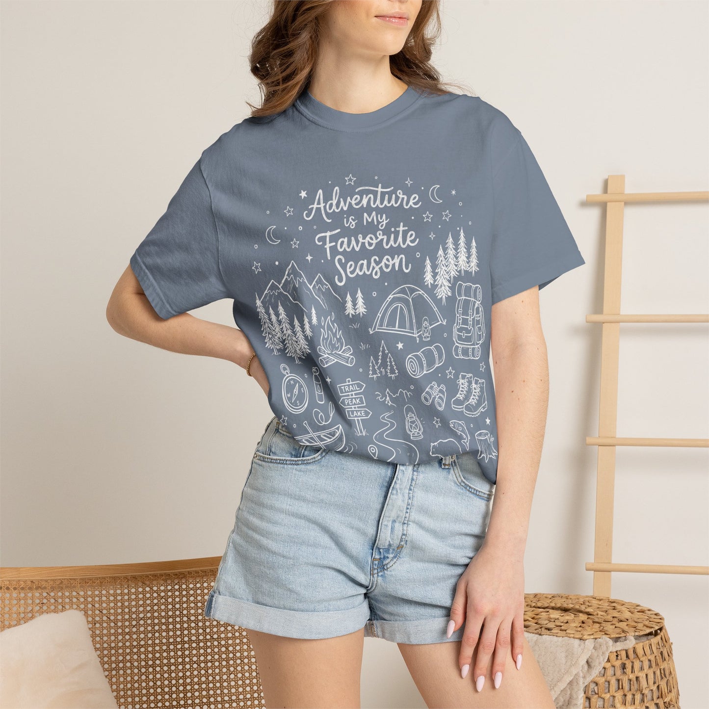 Adventure Shirt, Outdoorsy Graphic Tee, Camping Hiking Shirt, Blue Jean Comfort Colors Tee, Nature Lover Gift