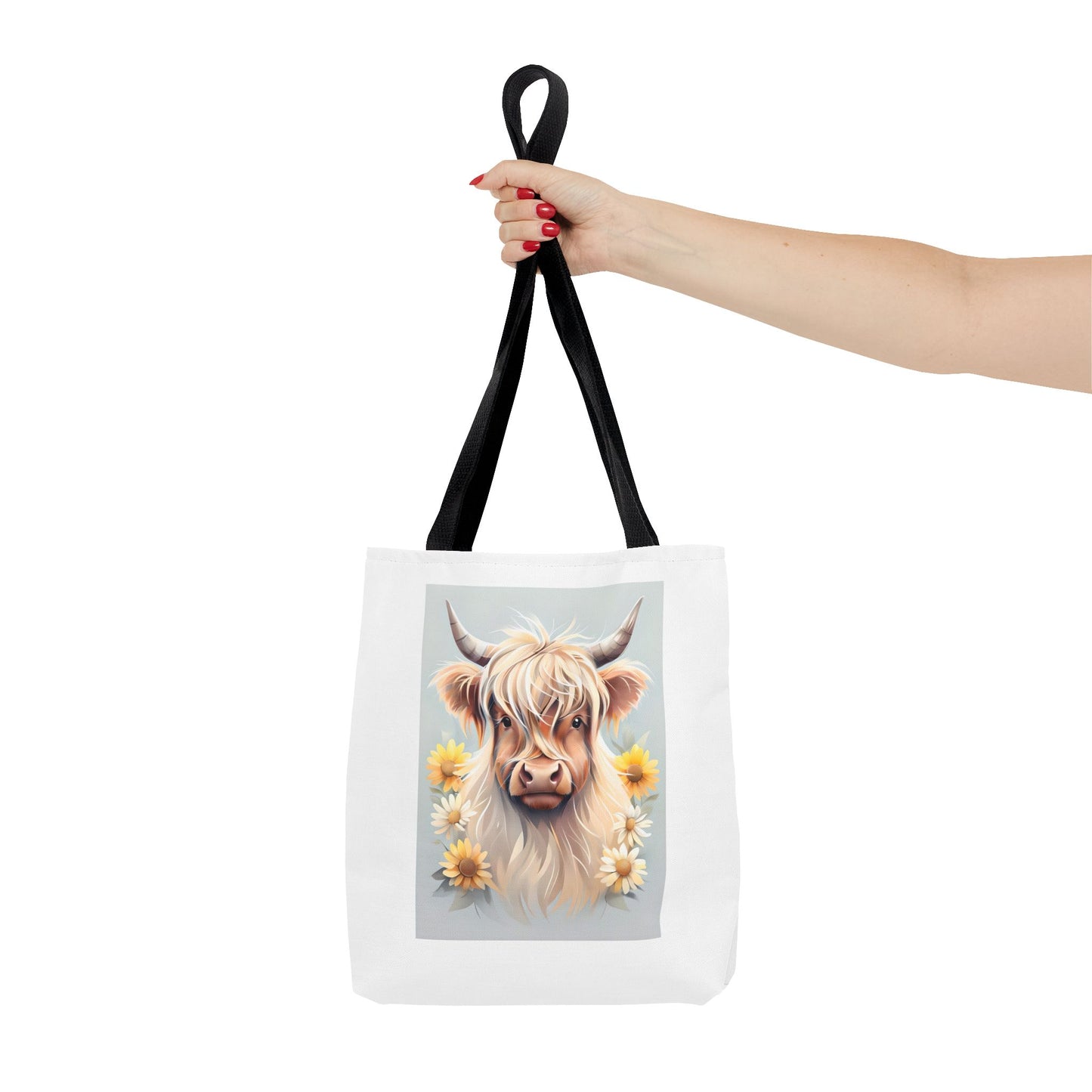 Adorable Highland Cow Tote Bag, Farmhouse Decor, Animal Lover Gift, Floral Print, Everyday Use, Easter gift