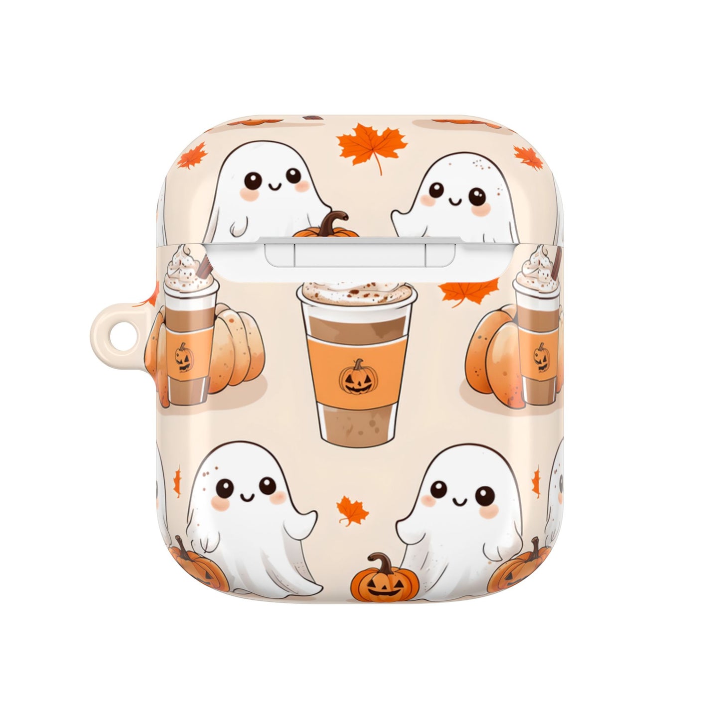 Fall Ghost Coffee AirPods Case, Cute Halloween AirPods Case, Pumpkin Coffee AirPods Cover, Autumn Ghost AirPods Case