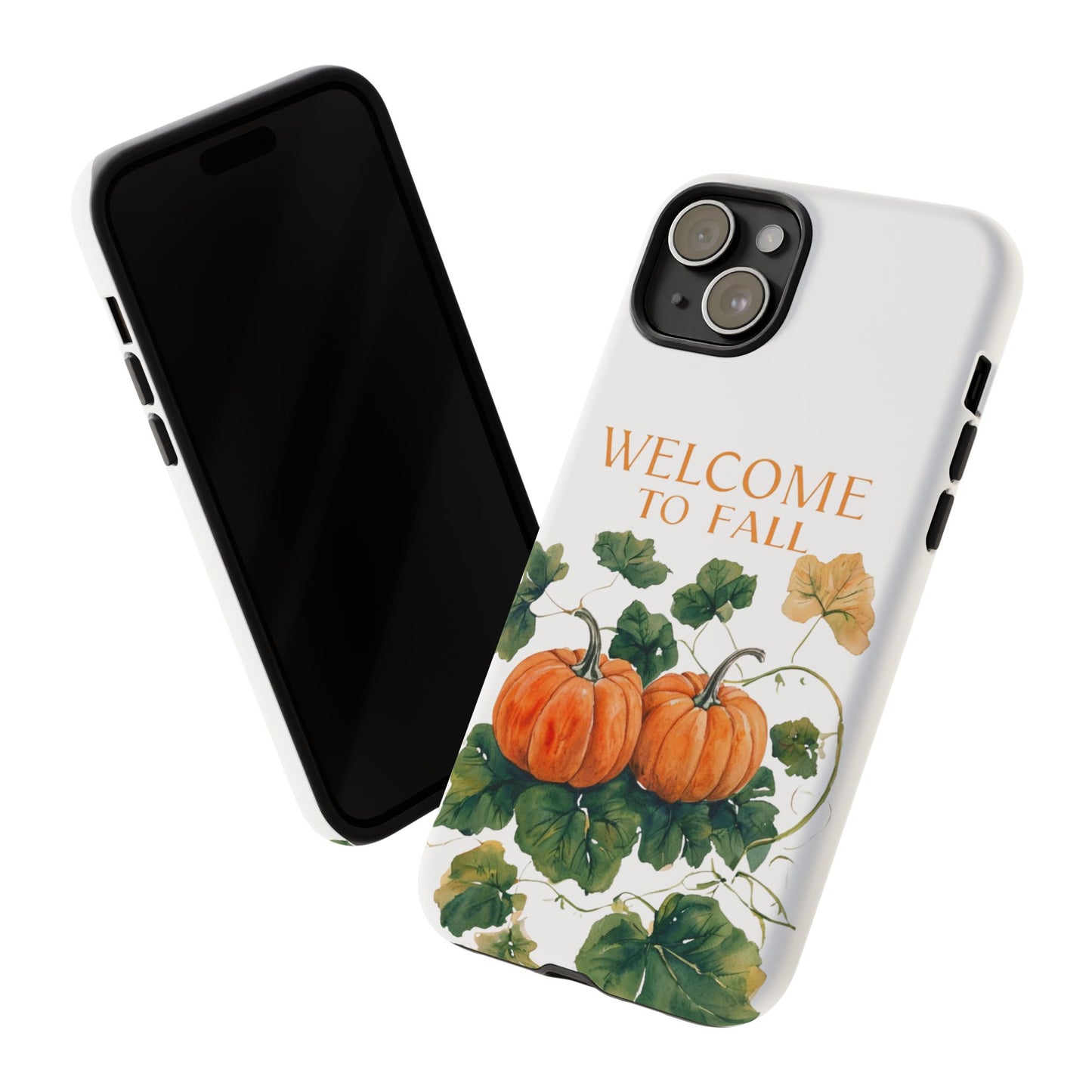 Welcome to Fall Phone Case, Pumpkin Autumn Leaves Design, Fall Aesthetic iPhone Cover, Seasonal Harvest Gift for Her