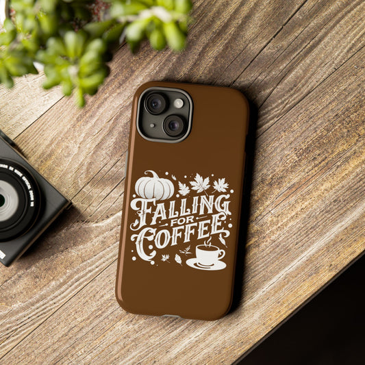 Falling for Coffee Phone Case, Fall Pumpkin Coffee Lover Gift, Autumn Phone Cover, Cozy Coffee Vibes Case, Pumpkin Spice Season Accessory
