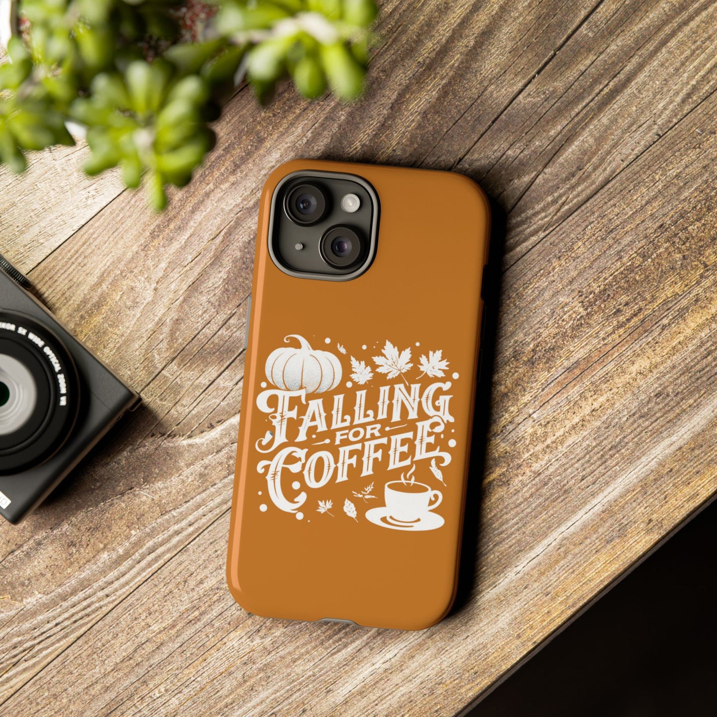 Falling for Coffee Phone Case, Fall Pumpkin Coffee Lover Gift, Autumn Phone Cover, Cozy Coffee Vibes Case, Pumpkin Spice Season Accessory