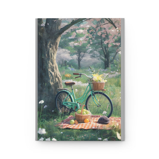 Rustic Floral Picnic Hardcover Journal, Nature Lover's Notebook, Gift for Writers, Eco-Friendly Diary, Blooming Spring Vibes