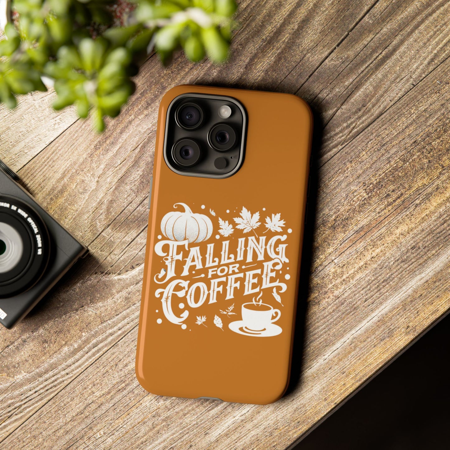 Falling for Coffee Phone Case, Fall Pumpkin Coffee Lover Gift, Autumn Phone Cover, Cozy Coffee Vibes Case, Pumpkin Spice Season Accessory