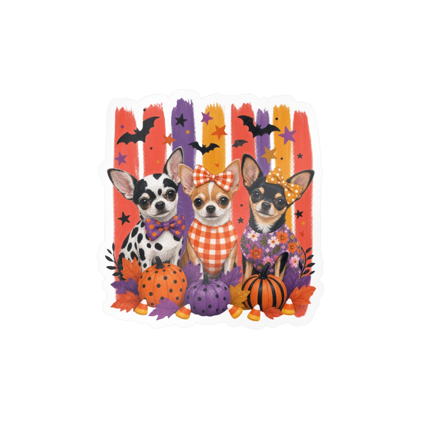 Three Chihuahua Dogs Halloween sticker | Kiss-Cut Vinyl Decal