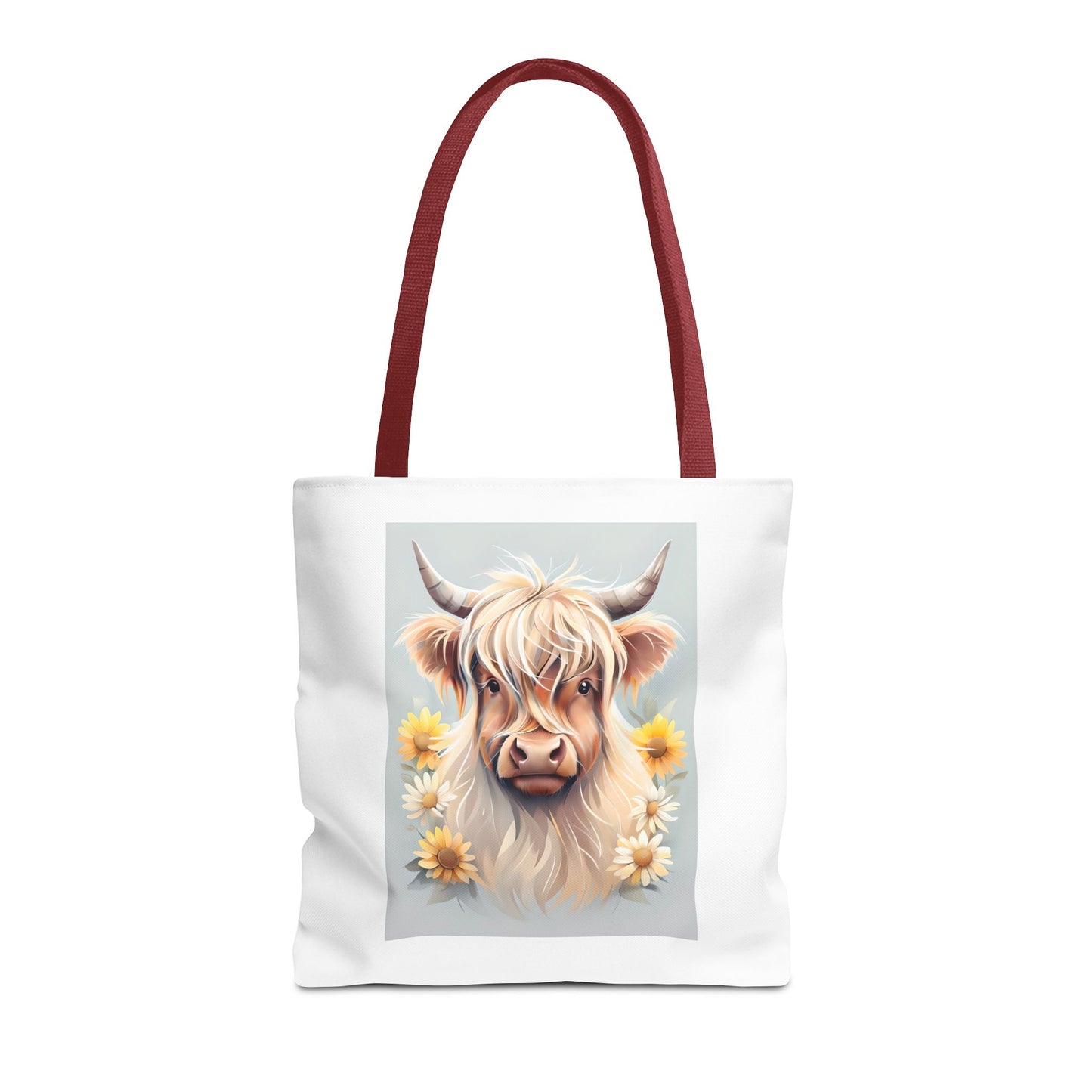 Adorable Highland Cow Tote Bag, Farmhouse Decor, Animal Lover Gift, Floral Print, Everyday Use, Easter gift