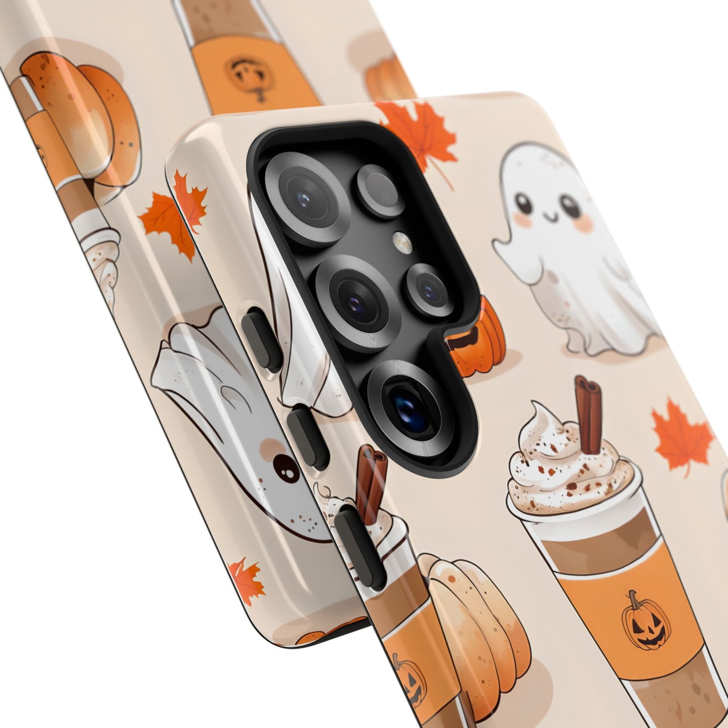 Kawaii Ghost Phone Case, Halloween Coffee Case, Pumpkin Spice iPhone Cover, Cute Fall Phone Grip, Spooky Season Aesthetic