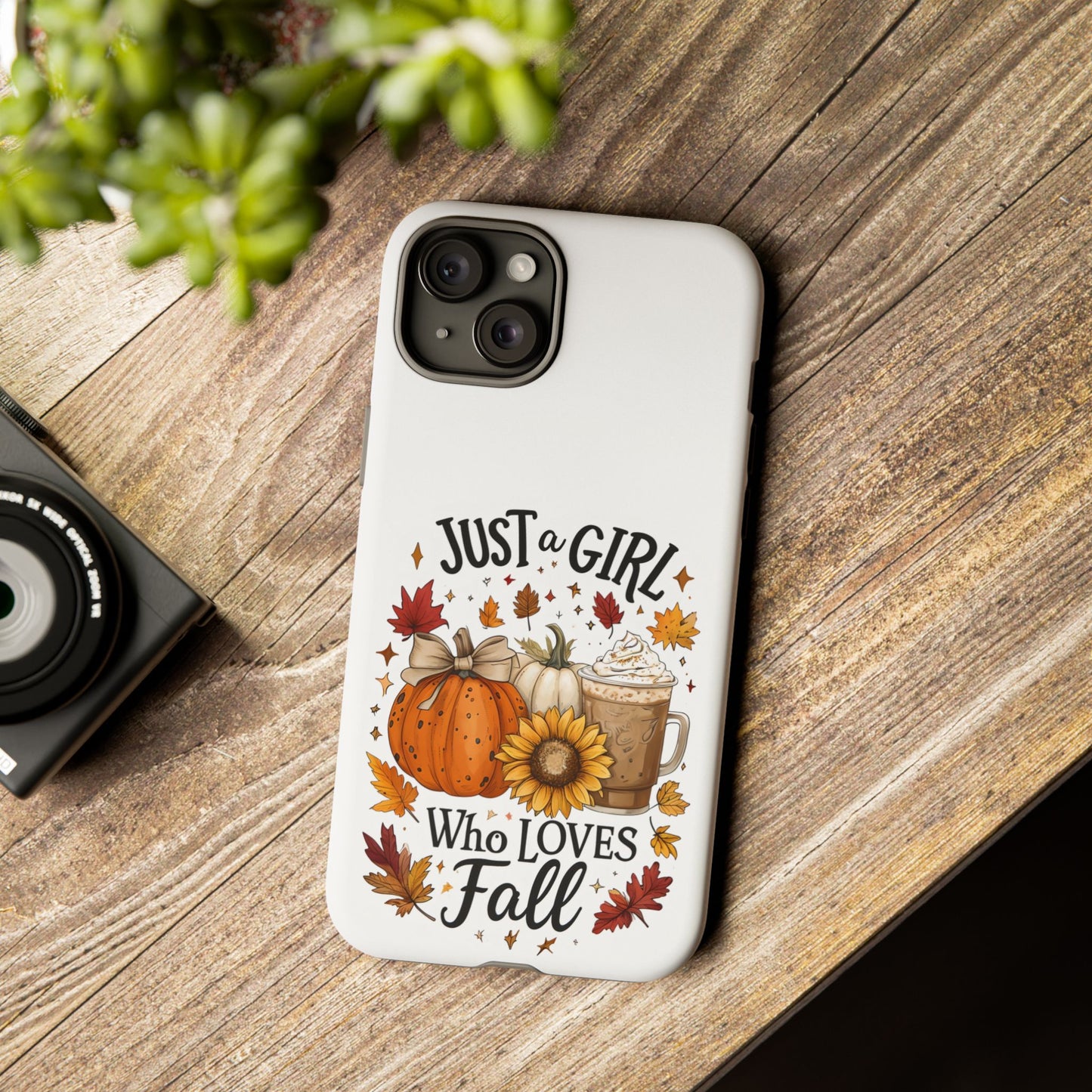 Just a Girl Who Loves Fall Phone Case, Autumn Aesthetic iPhone Cover, Pumpkin Spice Latte Case, Cute Fall Gift