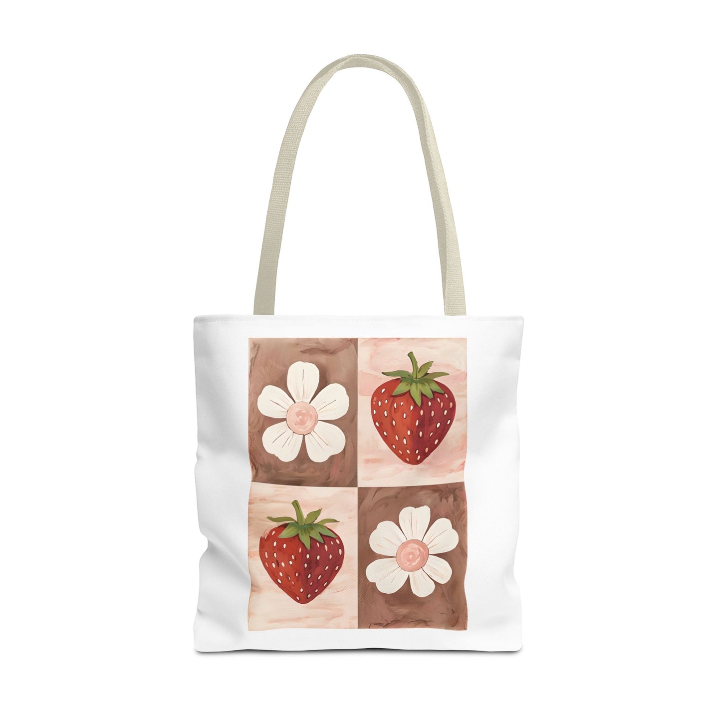 Strawberry Floral Tote Bag, Perfect for Spring, Eco-Friendly Shopping, Farmers Market, Gifts for Her, Cute Weekend Bag