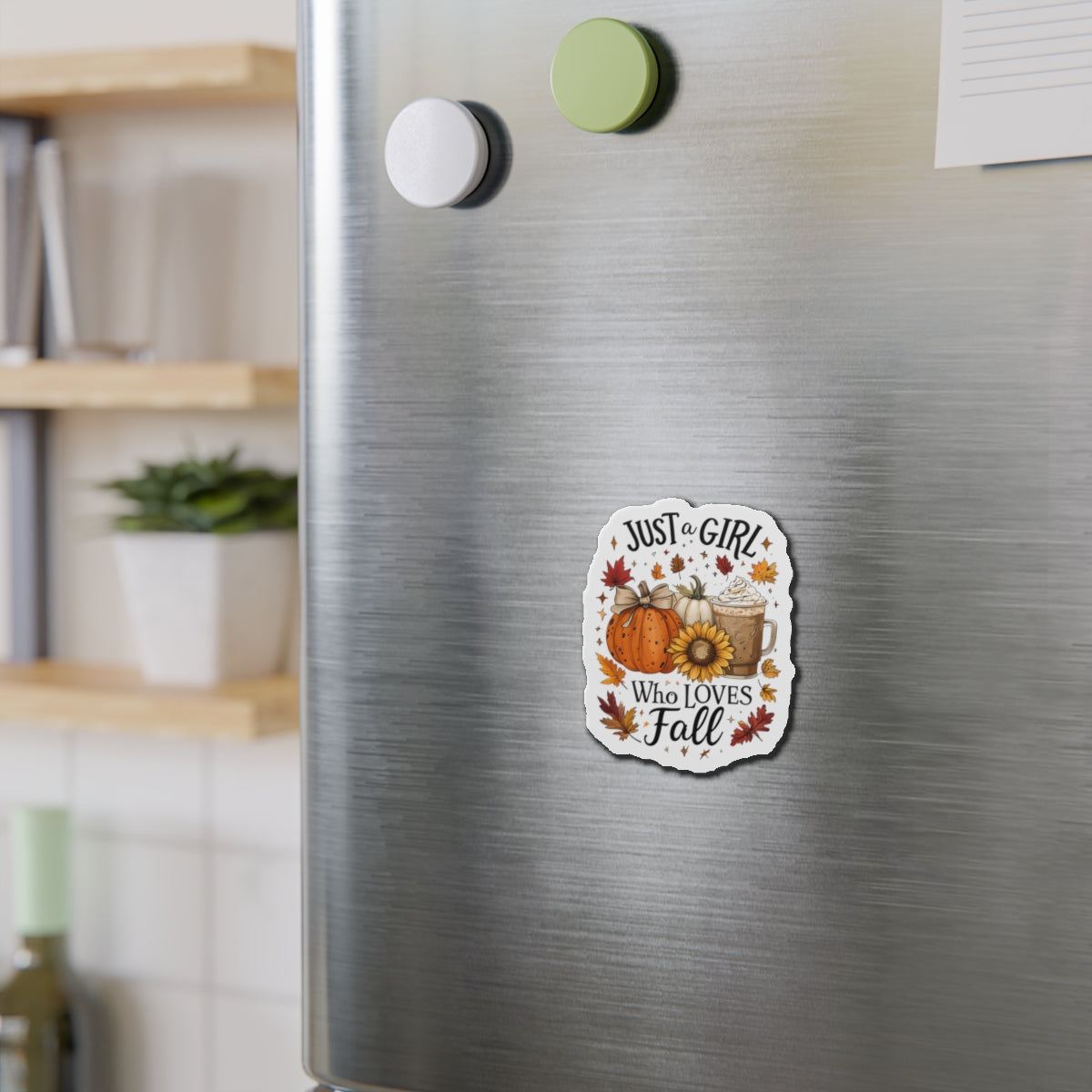 Just a Girl Who Loves Fall Magnet, Pumpkin Spice Fridge Magnet, Cute Autumn Décor, Sunflower PSL Gift, Fall Aesthetic Locker Magnet