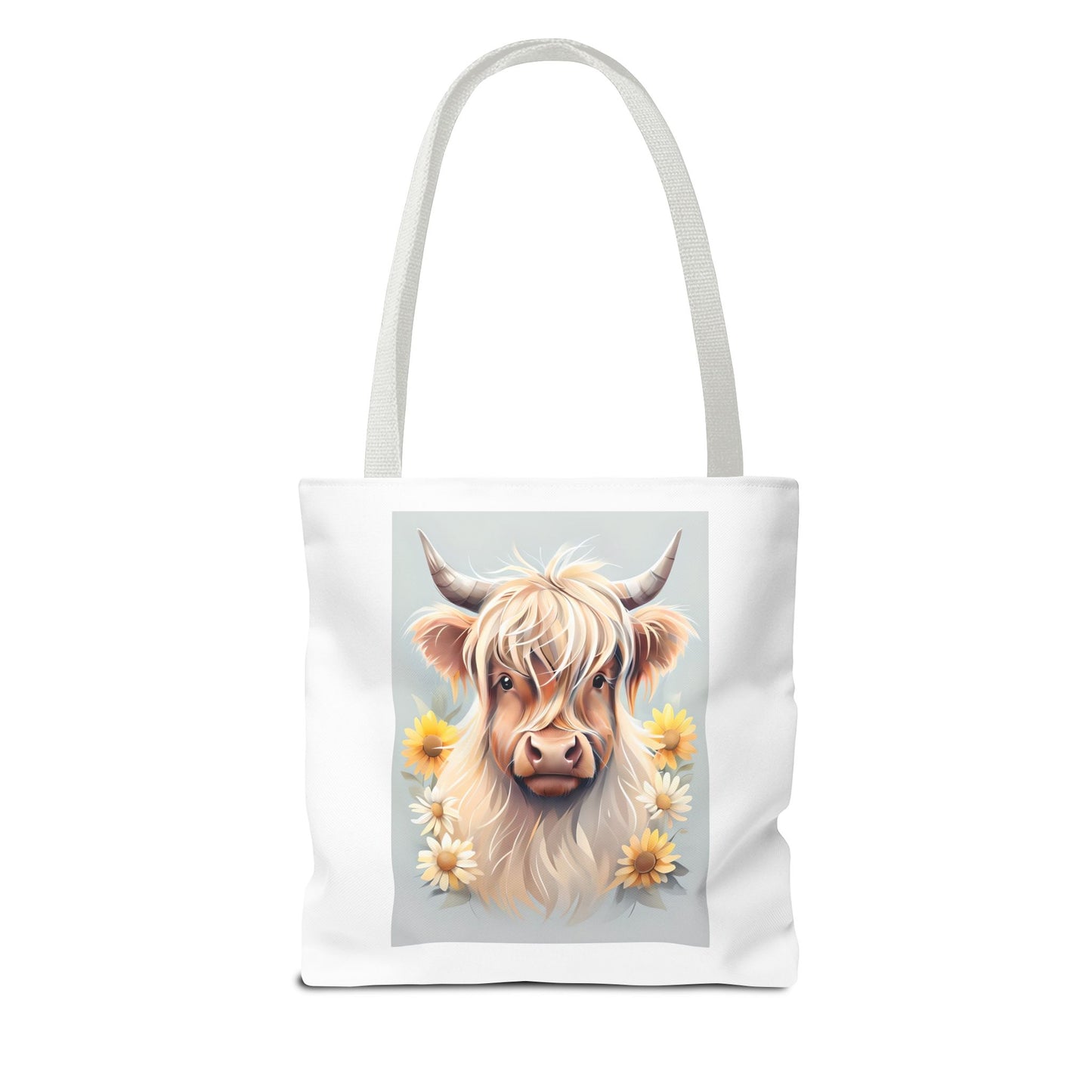 Adorable Highland Cow Tote Bag, Farmhouse Decor, Animal Lover Gift, Floral Print, Everyday Use, Easter gift