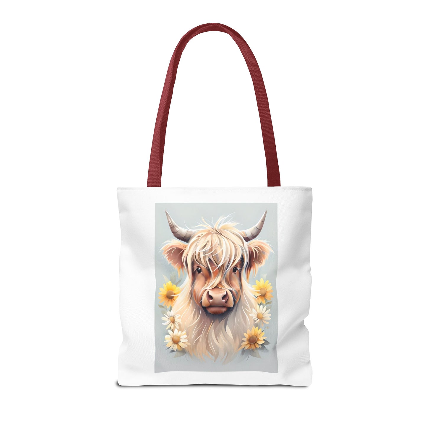 Adorable Highland Cow Tote Bag, Farmhouse Decor, Animal Lover Gift, Floral Print, Everyday Use, Easter gift