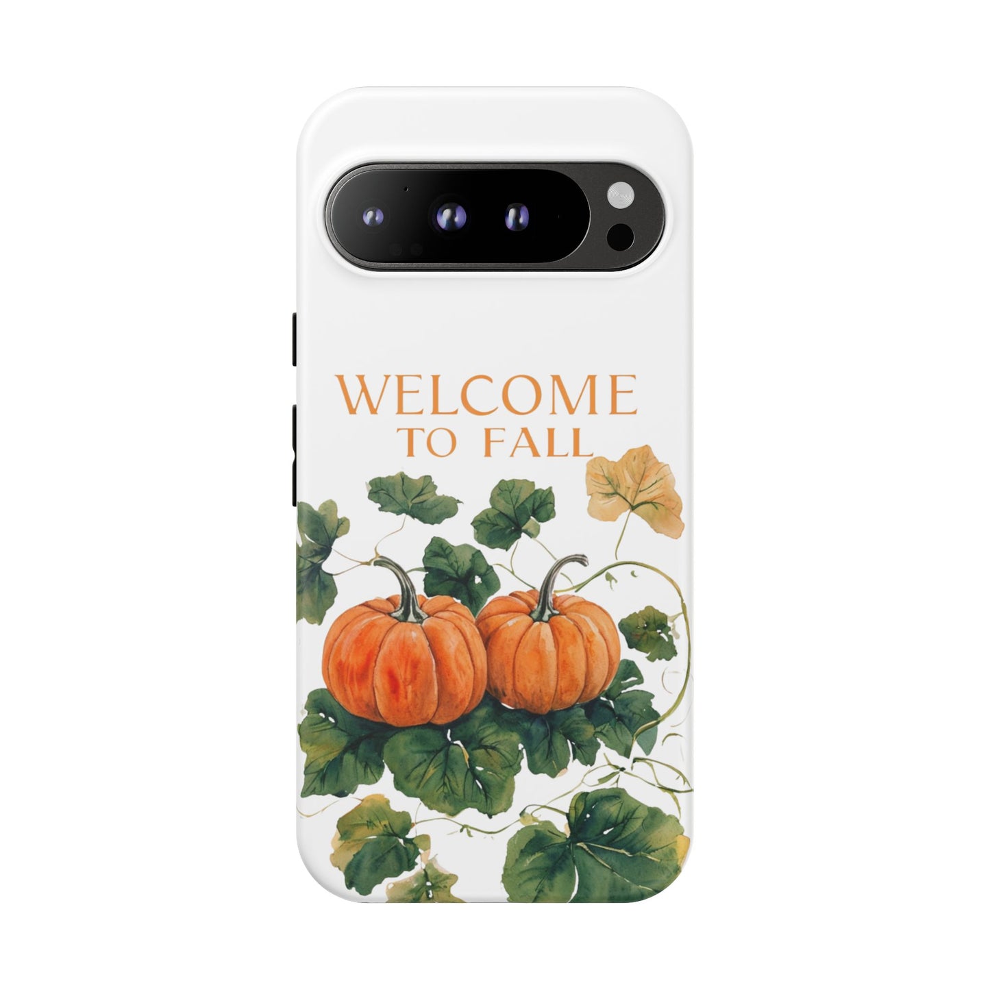 Welcome to Fall Phone Case, Pumpkin Autumn Leaves Design, Fall Aesthetic iPhone Cover, Seasonal Harvest Gift for Her