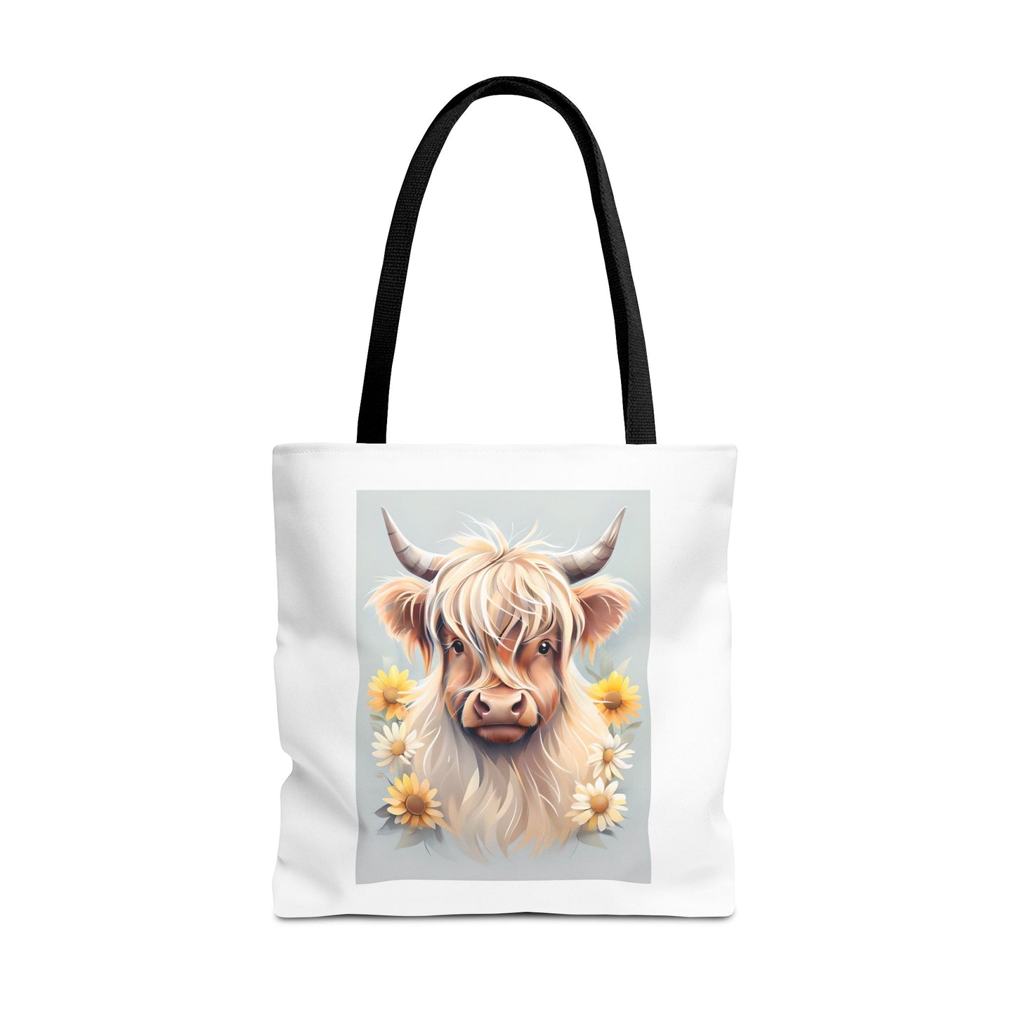 Adorable Highland Cow Tote Bag, Farmhouse Decor, Animal Lover Gift, Floral Print, Everyday Use, Easter gift